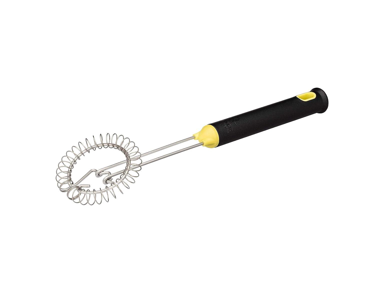 13.38'' Black and Yellow Stainless Steel Spiral Whisk