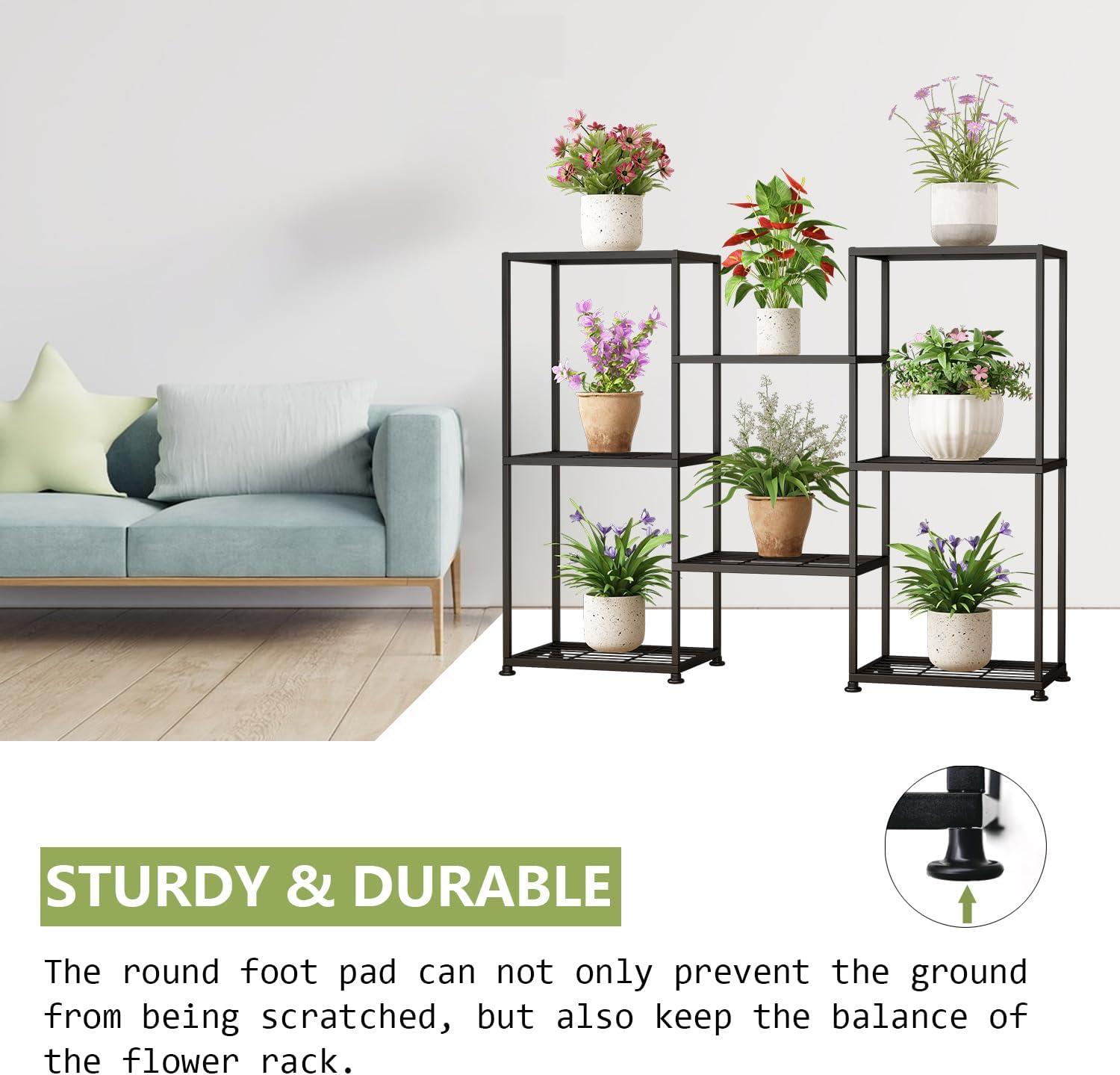 Black Metal 8-Tier Indoor/Outdoor Plant Stand