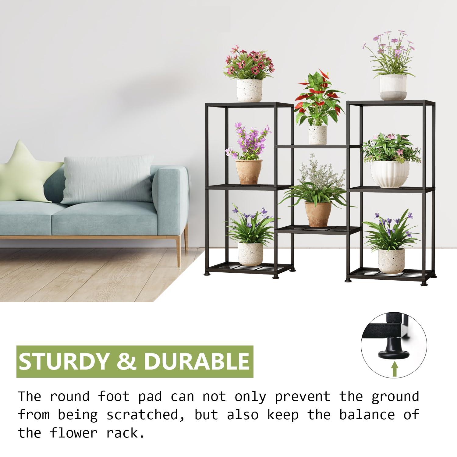 3 tier Plant Stand Indoor Metal Plant Stands Outdoor Tiered Plant Shelf for Multiple Plants, 8 Tiers Plant Rack Holder Garden Shelves Flower Stand for Living Room Patio Corner (8 Tiers-A)