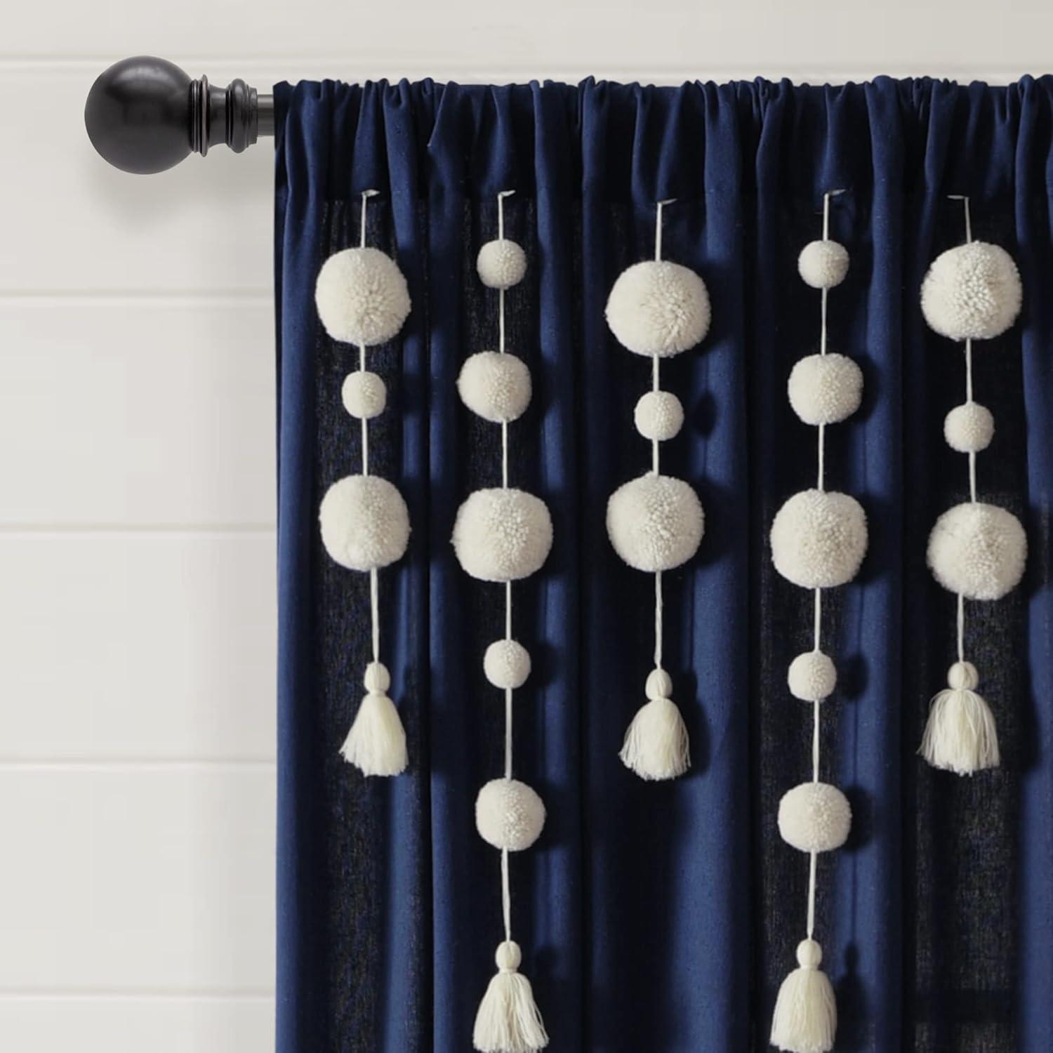 Lush Decor Tassel Window Solid Cotton Blend Semi-Sheer Rod Pocket Single Curtain Panel