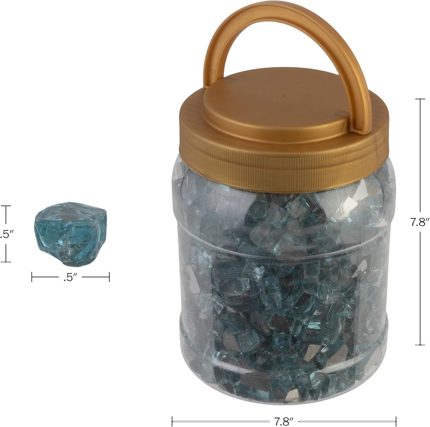 Pure Garden 10lbs Fire Pit Glass - 1/2-Inch Glass Rocks, Aqua Blue