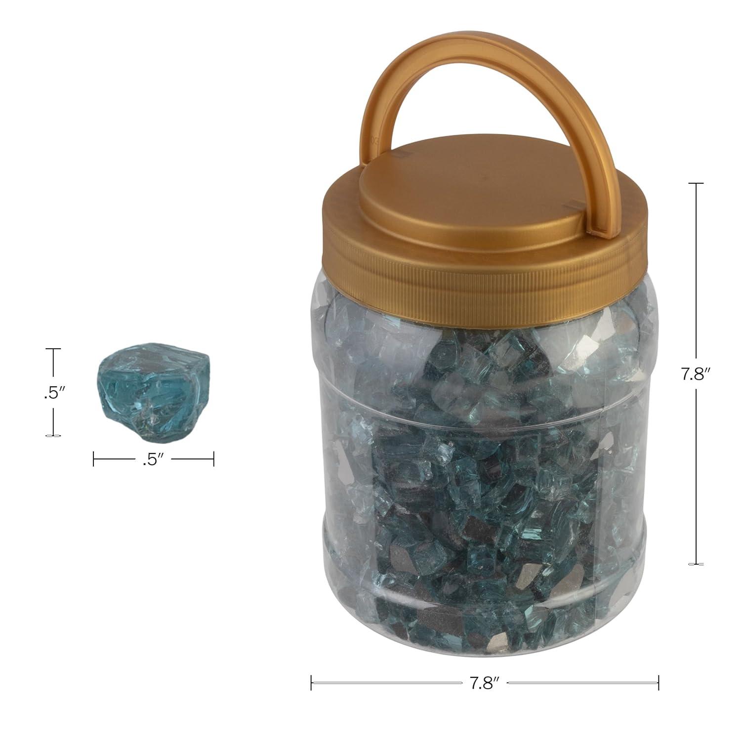 Pure Garden 10lbs Fire Pit Glass - 1/2-Inch Crushed Glass Rocks for Fireplaces, Landscape, Aquariums, or Vases
