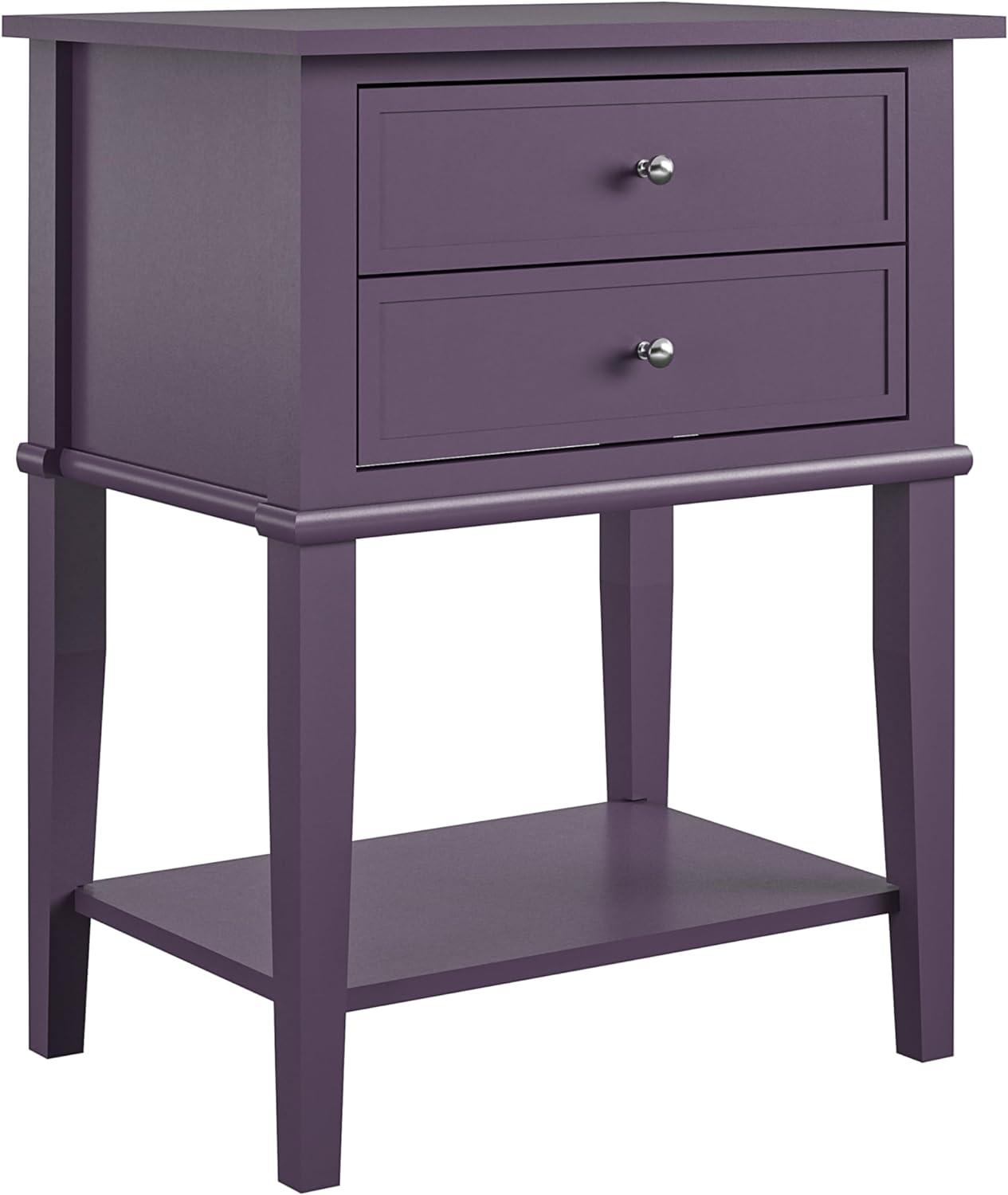 Franklin Traditional Purple Accent Table with Dual Storage Drawers