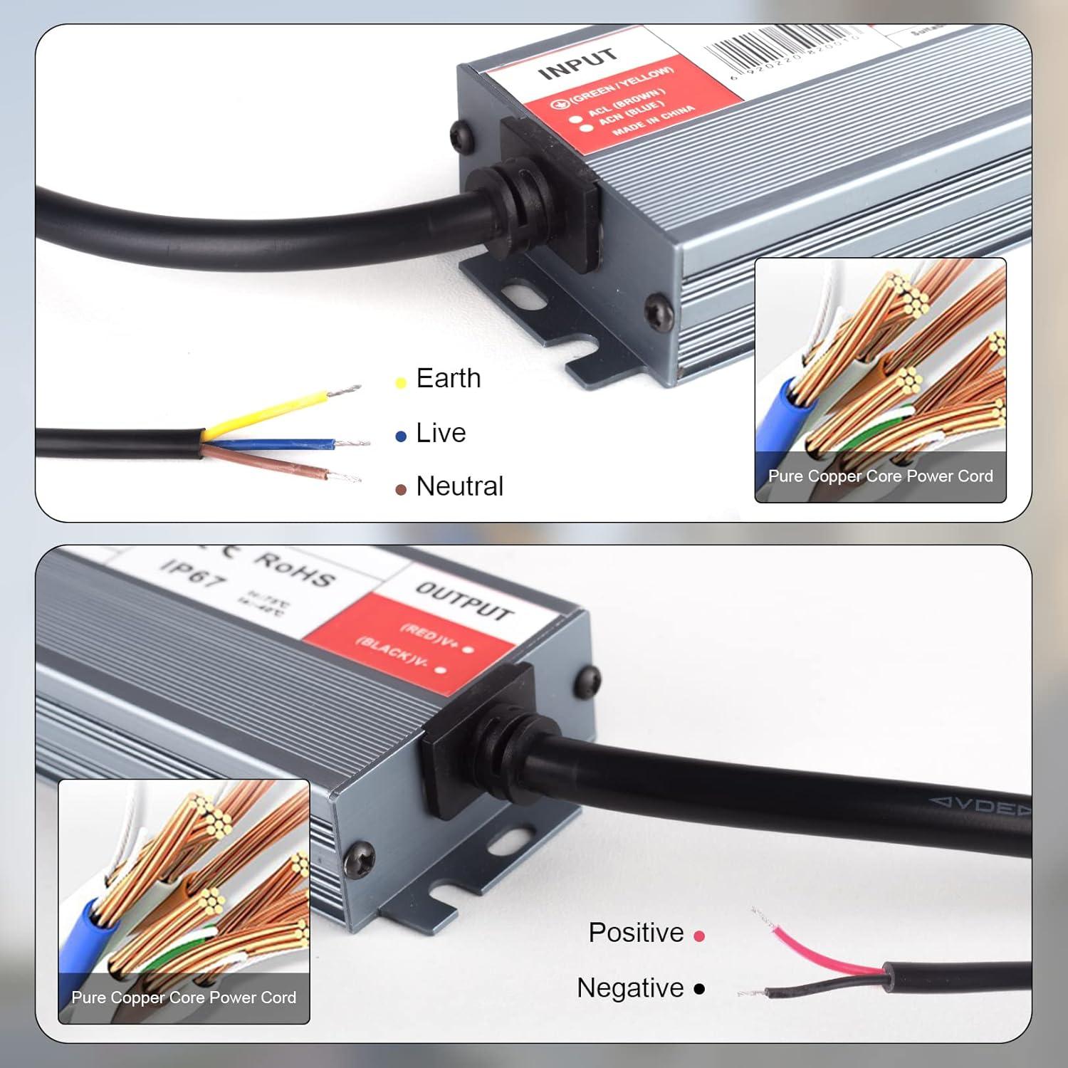 QNNP® LED Driver 150 Watts 12V DC Low Voltage Transformer Waterproof IP67 Power Supply Transformer Adapter AC 100V-120V to 12V DC, LED Power Supply for Indoor Outdoor LED Lighting