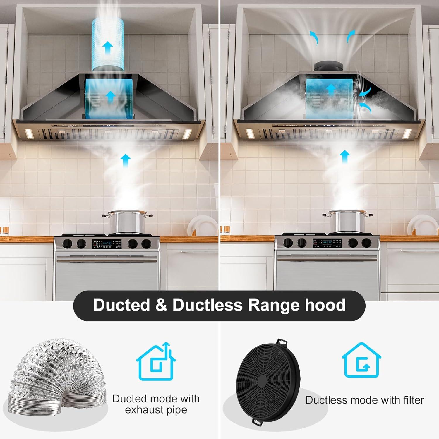 36 In. 900 Cfm Insert Range Hood In Black Stainless Steel With Dishwasher Filter