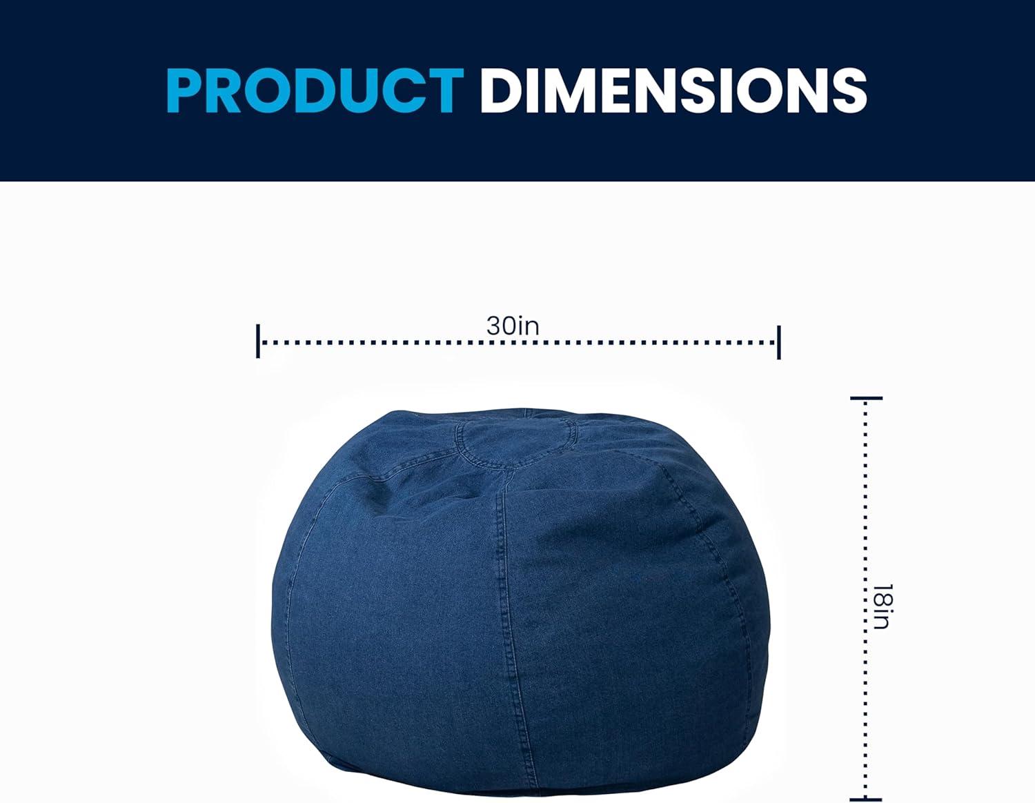 Flash Furniture Dillon Small Denim Refillable Bean Bag Chair for Kids and Teens