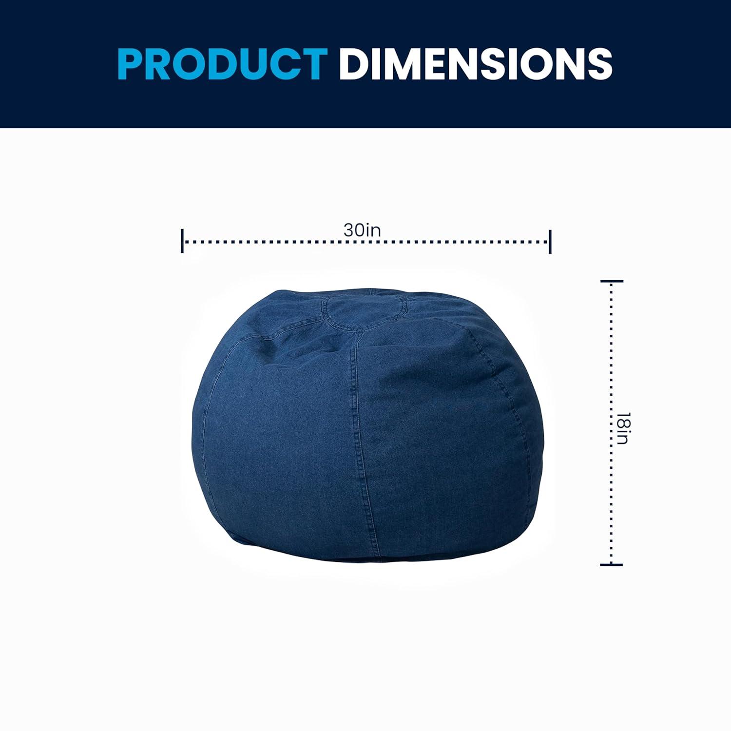 Flash Furniture Dillon Small Denim Refillable Bean Bag Chair for Kids and Teens