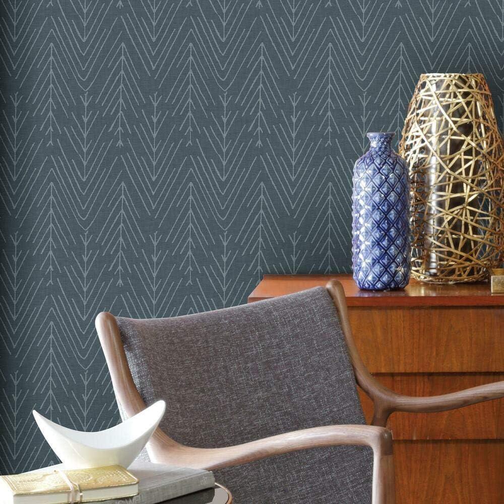 Navy and Gray Chevron Peel & Stick Wallpaper Roll