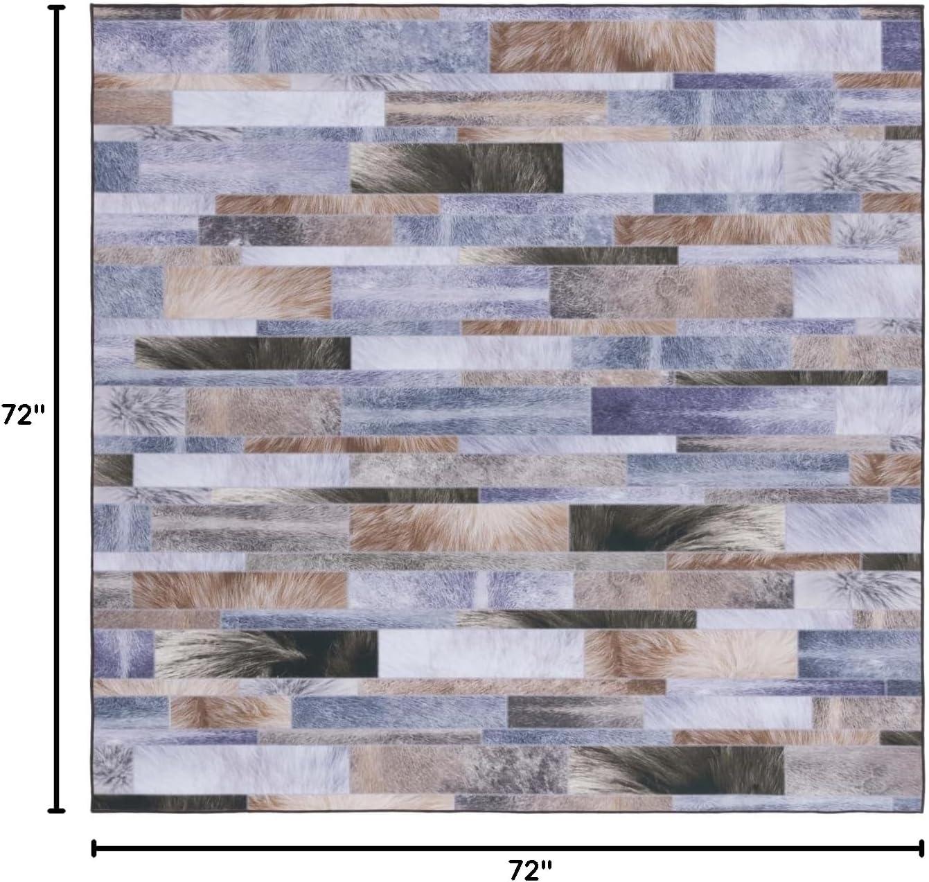 Faux Hide FAH515 Power Loomed Machine Washable Area Rug - Beige/Purple - 6'x6' - Safavieh.