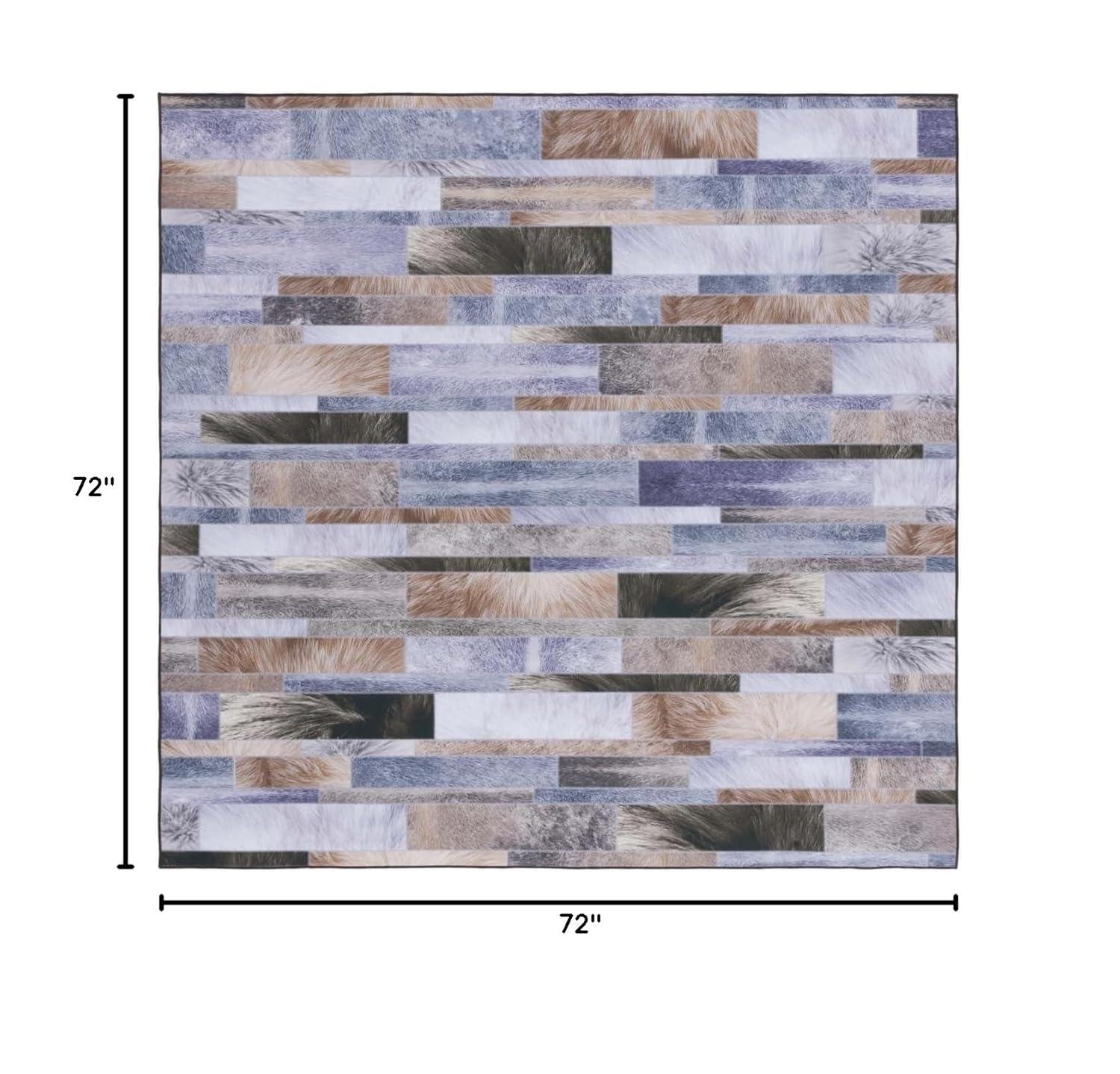 Faux Hide FAH515 Power Loomed Machine Washable Area Rug - Beige/Purple - 6'x6' - Safavieh.