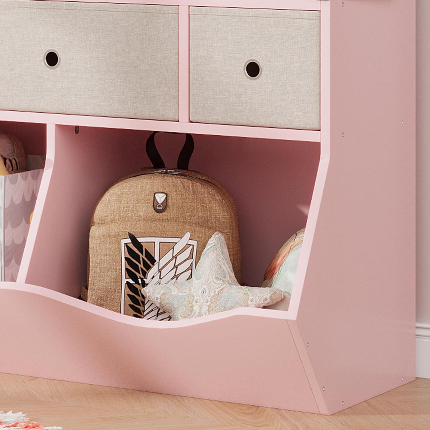 3-Tier Kids Bookshelf, Toy Storage Organizer with 3 Drawers,Wooden Bookcase with Large Toy Storage Cabinet for Playroom