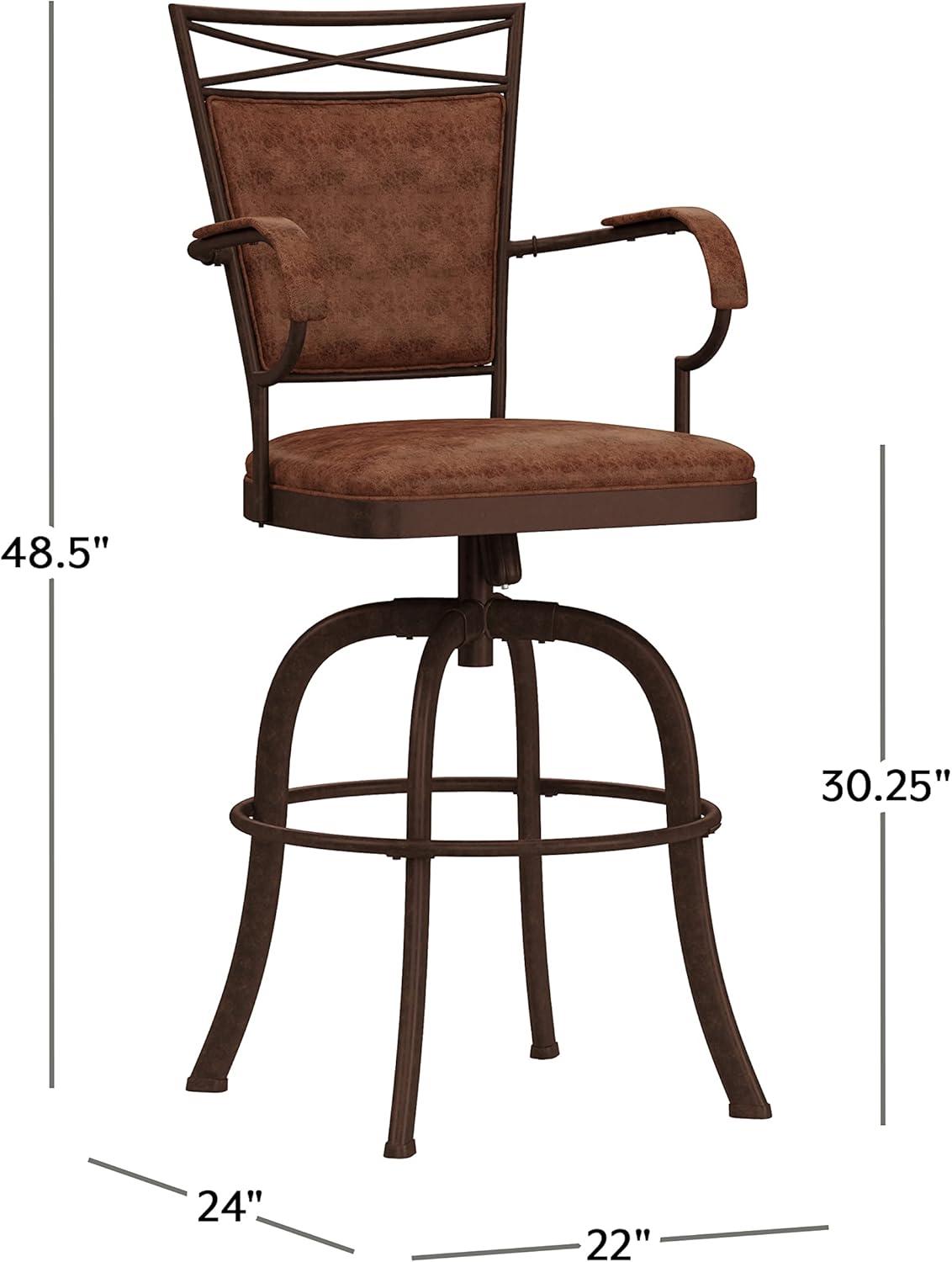 Bridgetown Tilt Base Barstool - Aged Bronze - Hillsdale Furniture: 360 Swivel, Metal Frame, Faux Leather Upholstery