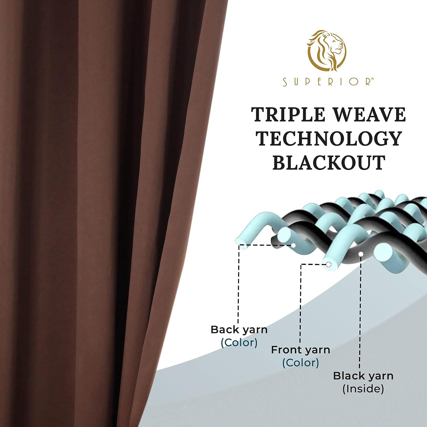 Classic Modern Solid Room Darkening Semi-Blackout Curtains, Grommets, Set of 2, 52"x84", Cappuccino - Blue Nile Mills