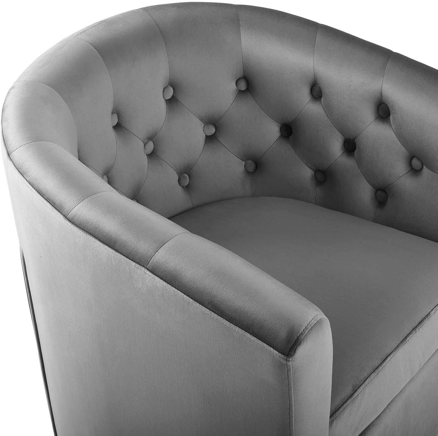 Modway Prospect Tufted Performance Velvet Swivel Armchair in Light Gray