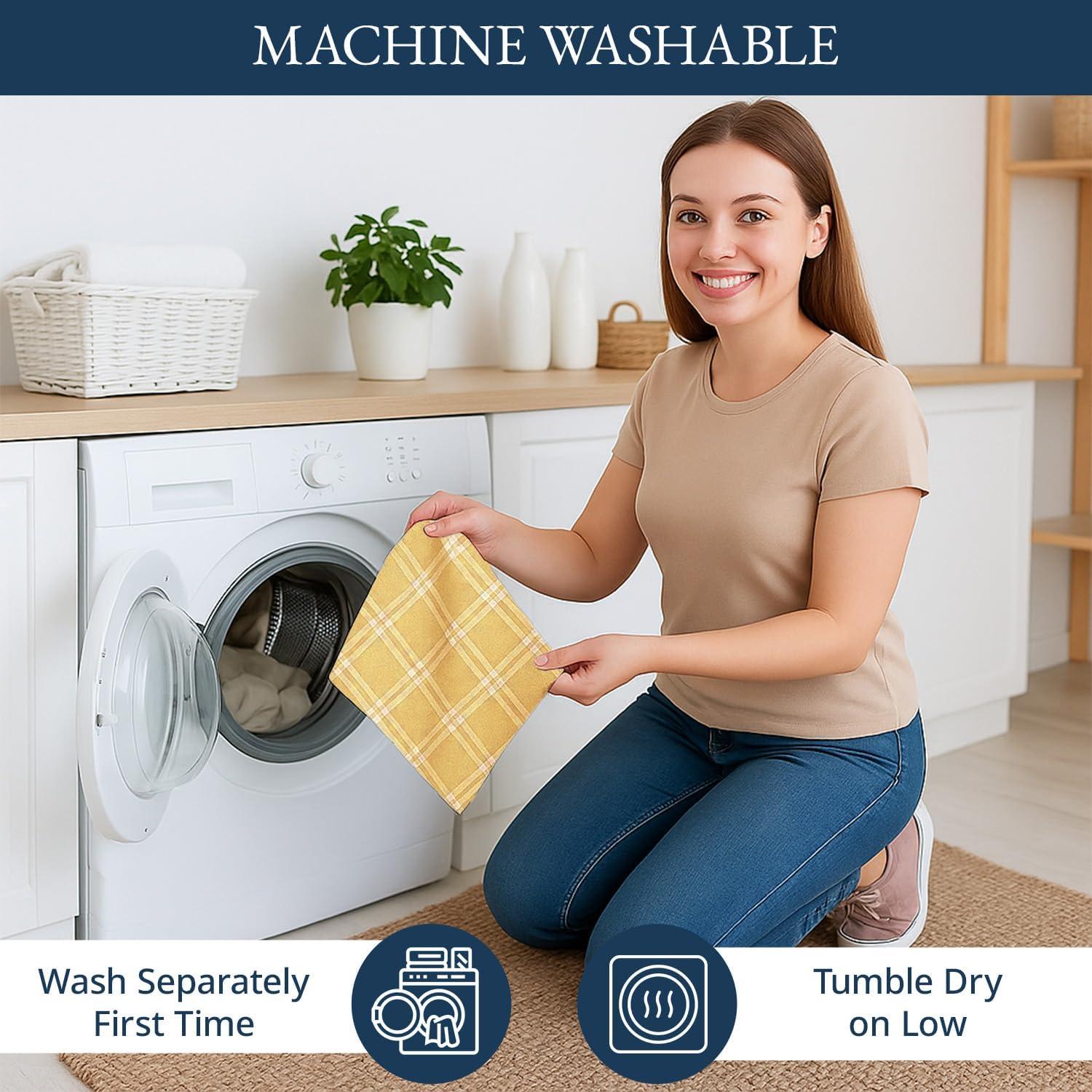 KAF Home Madison Set of 4 Absorbent, Durable and Soft Kitchen Towels | 18" x 28"  - Sunshine