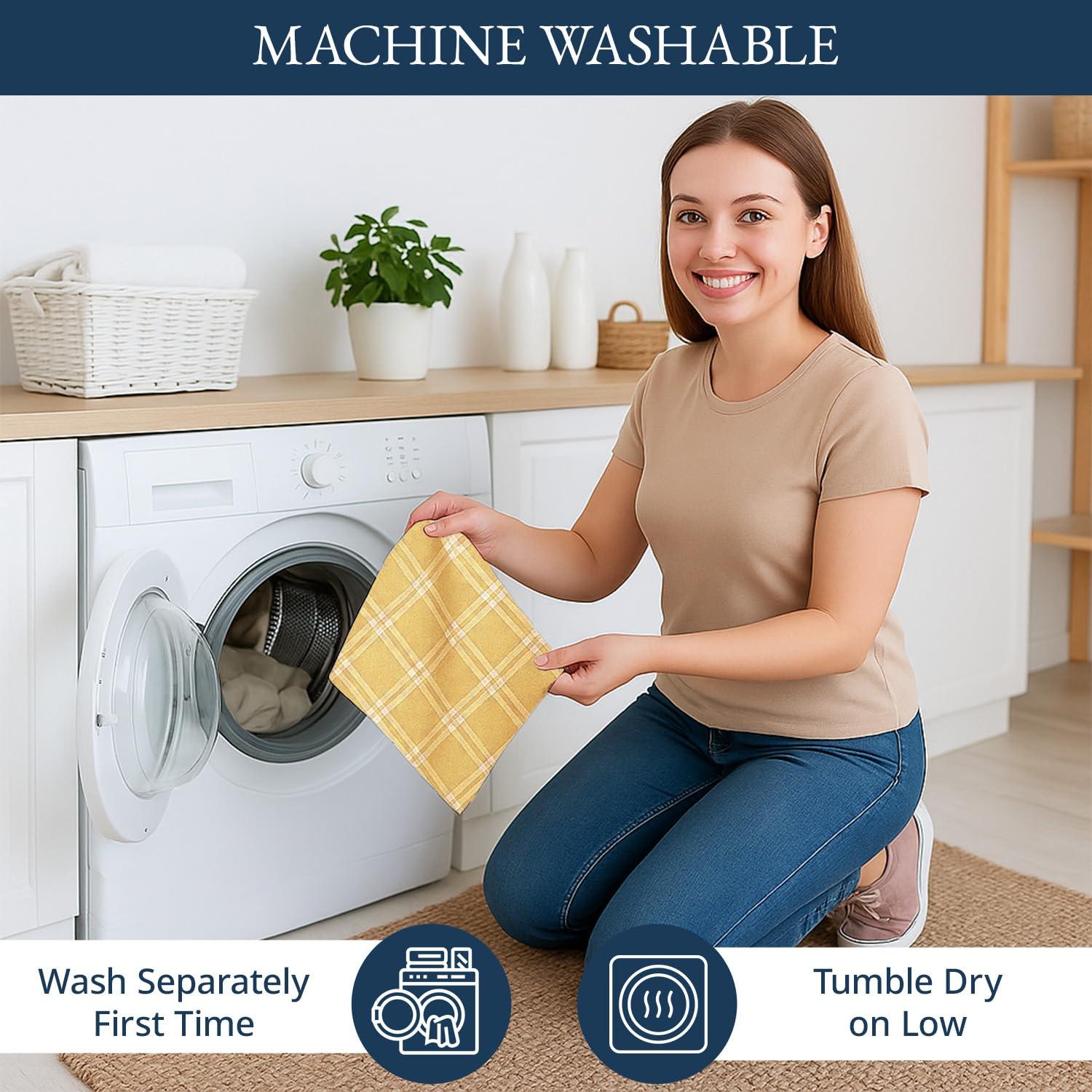 KAF Home Madison Set of 4 Absorbent, Durable and Soft Kitchen Towels | 18" x 28"  - Sunshine