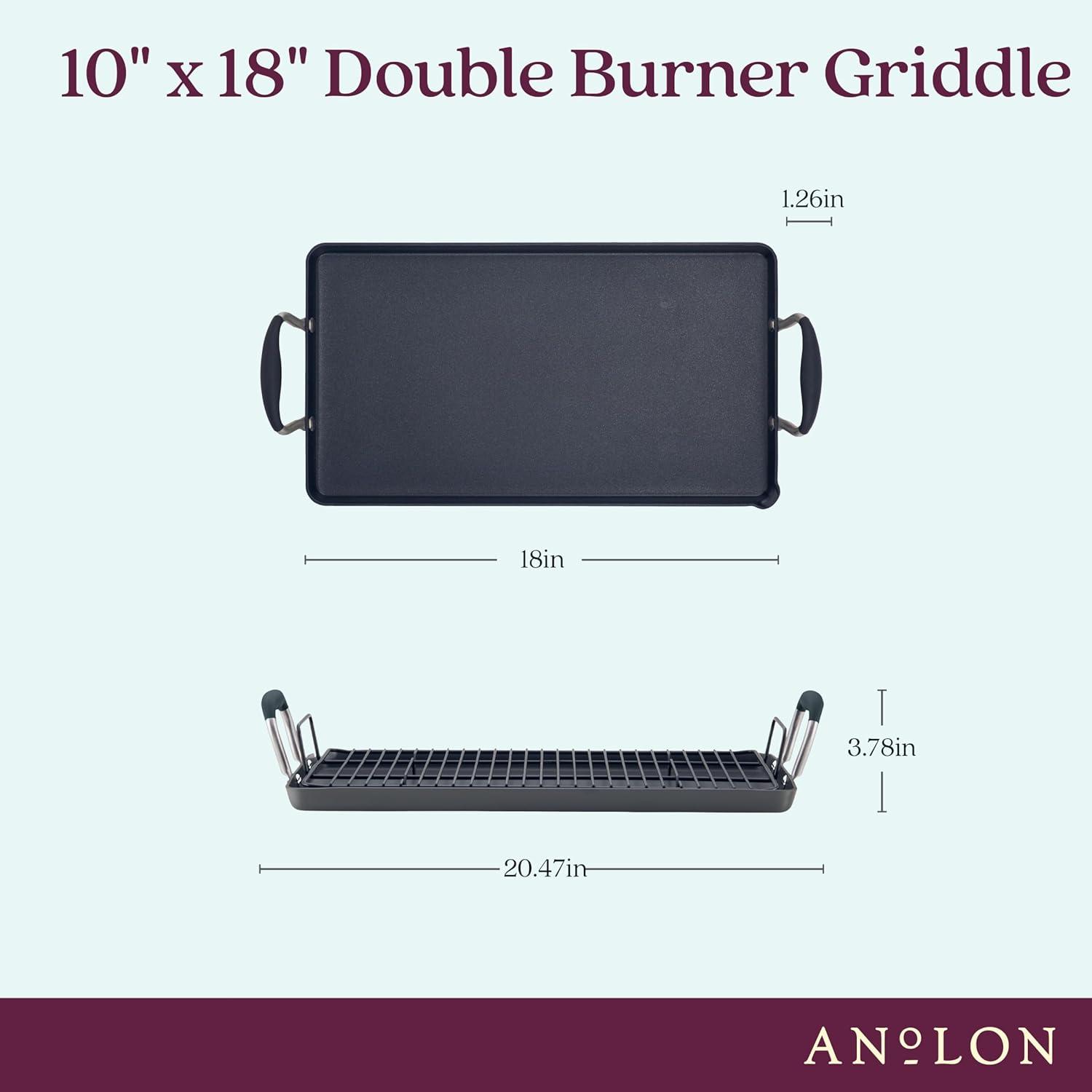 Anolon Advanced Home Hard Anodized Nonstick Double Burner Griddle, 10 Inch X 18 Inch