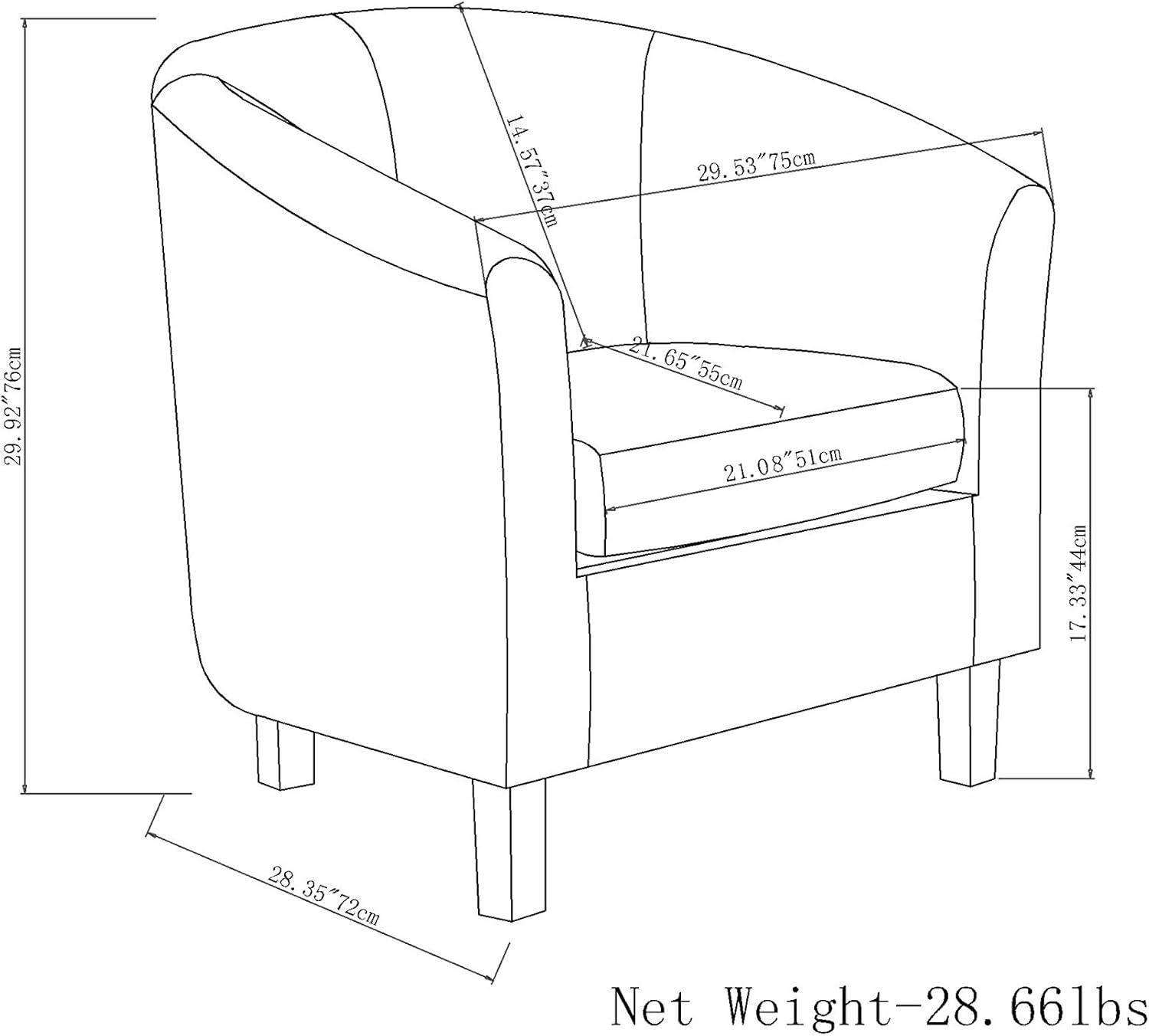 Simpli Home Austin 30"W Upholstered Vegan Faux Leather Contemporary Tub Accent Chair with High Arms and Deep Seat