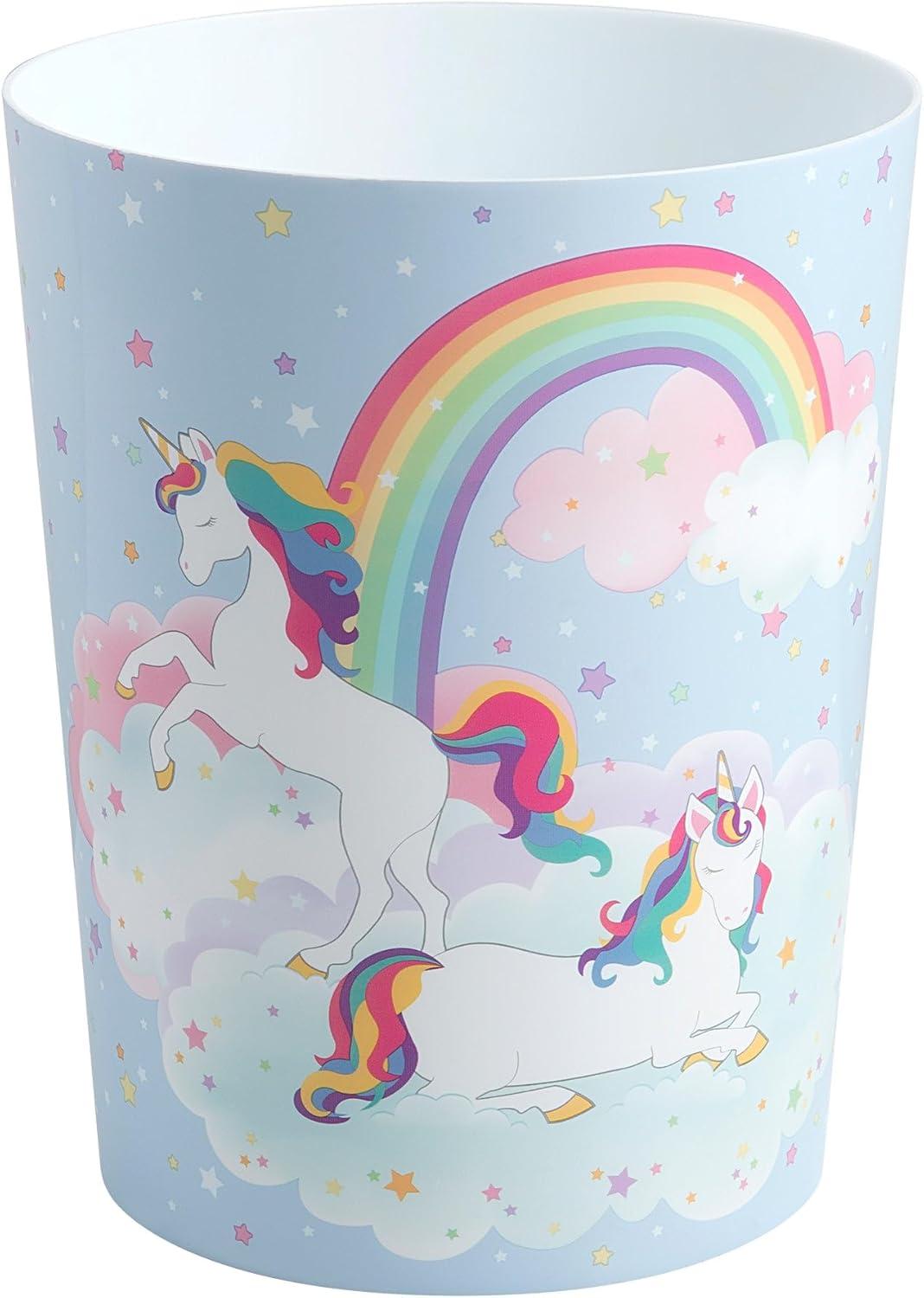 Unicorn And Rainbow Plastic Open Waste Basket - 1.56 Gallons