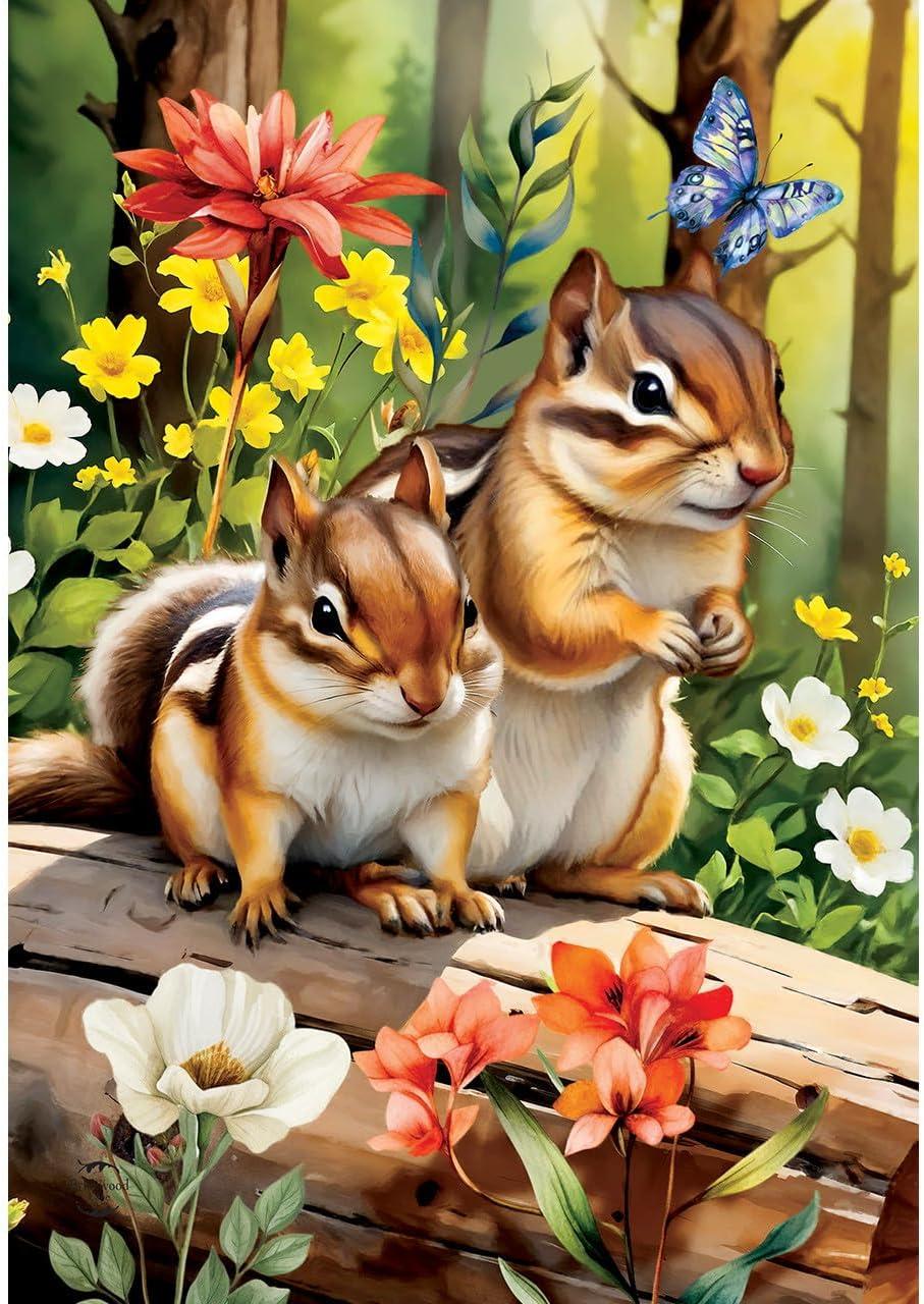 Briarwood Lane Spring House Flag 40x28 For Outdoor Chipmunks For Spring House Flag