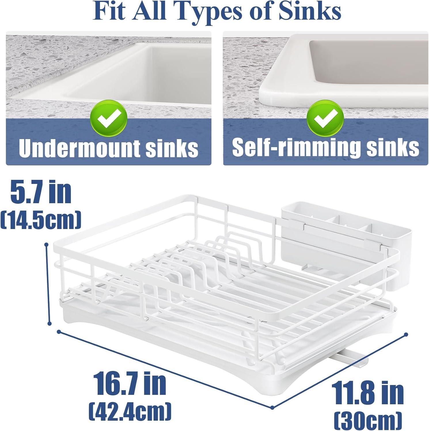 BEACHWATER POOL & SPA, LLC Dish Drying Rack For Kitchen Counter - Large Dish Rack With Drainboard, Rustproof Dish Drainer With Utensil Holder For Sink