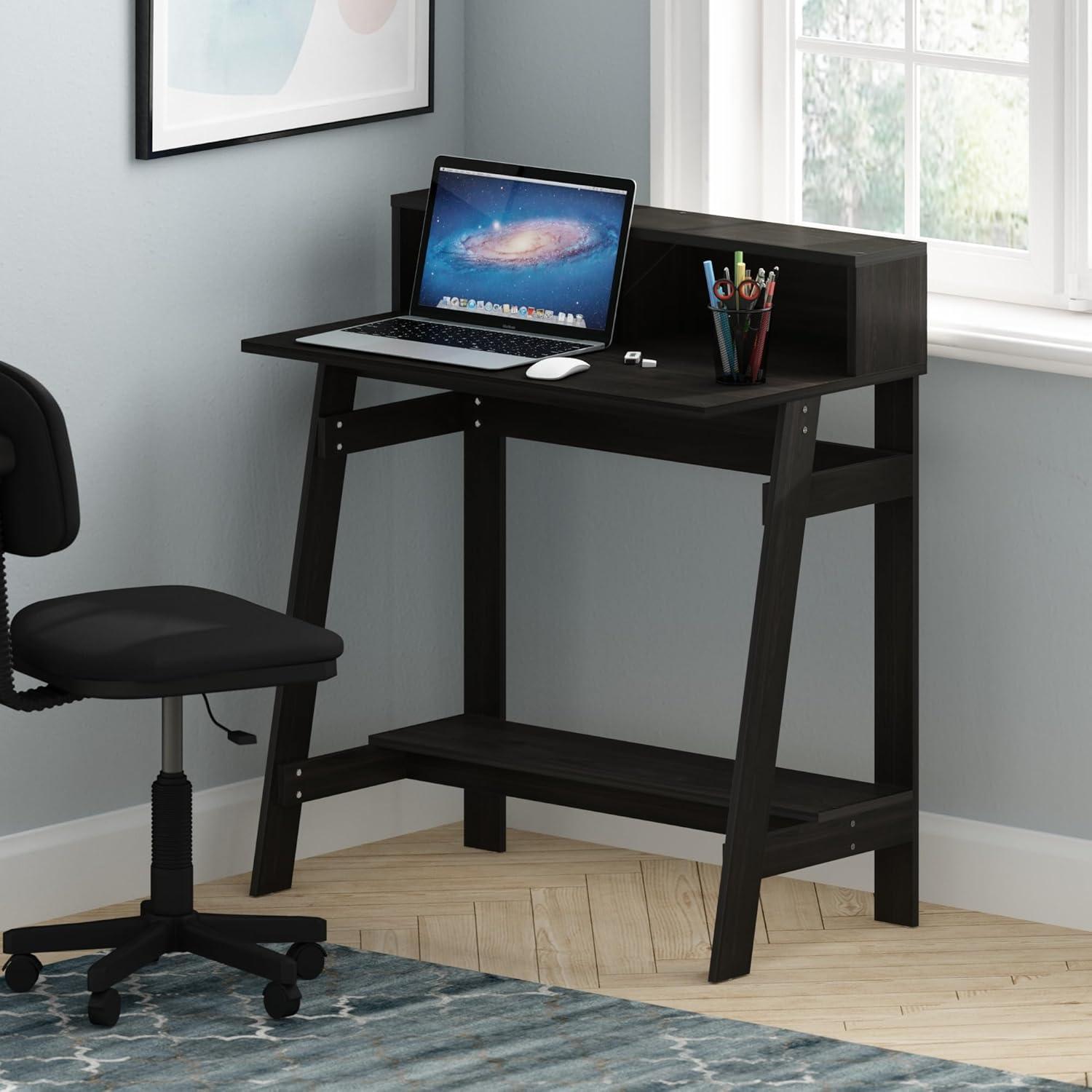 Espresso A-Frame Computer Desk with Hutch and Drawer