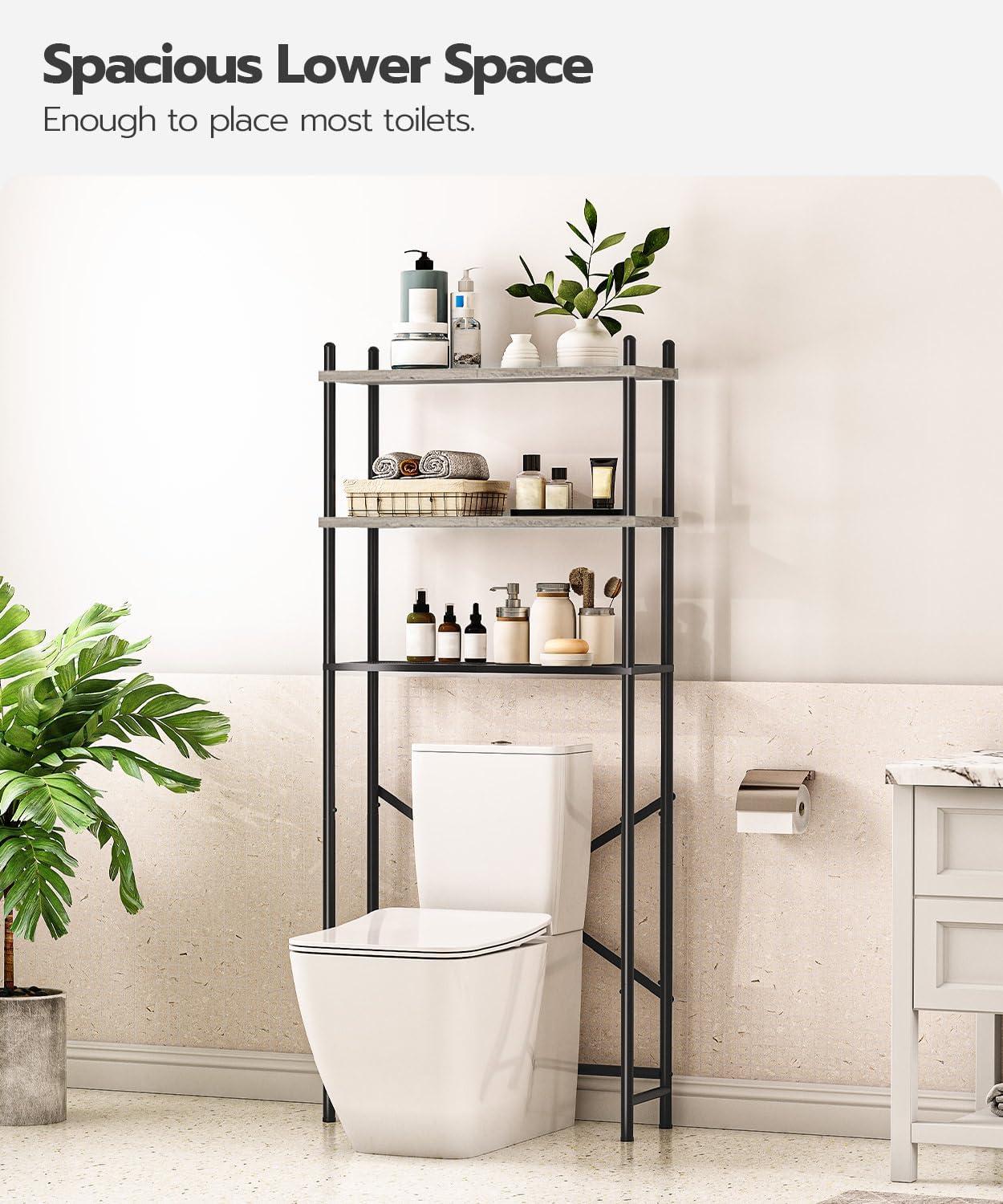 Black and Greige 3-Tier Over-the-Toilet Storage Organizer