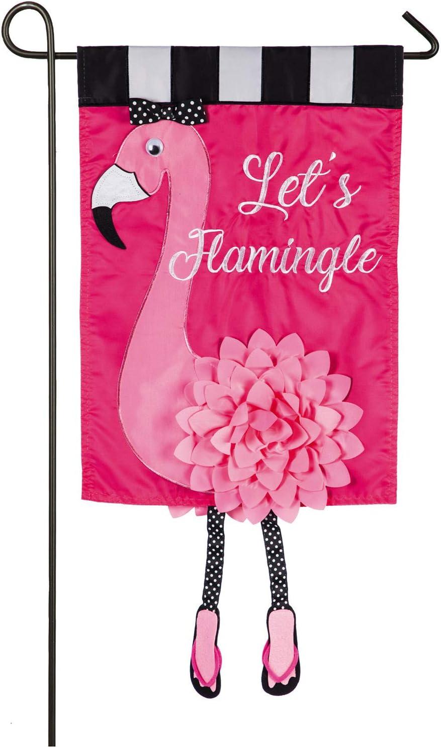 Evergreen Flag Let's Flamingle Garden Applique Flag