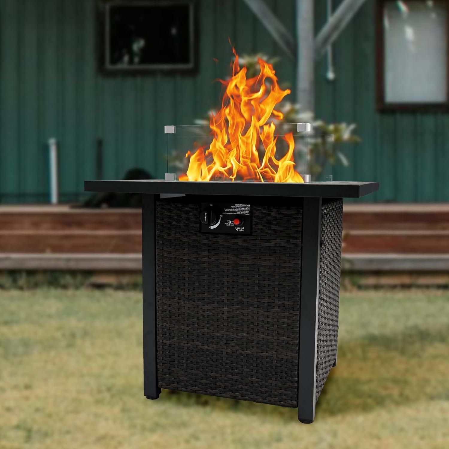 28'' Brown Stainless Steel Propane Fire Pit Table