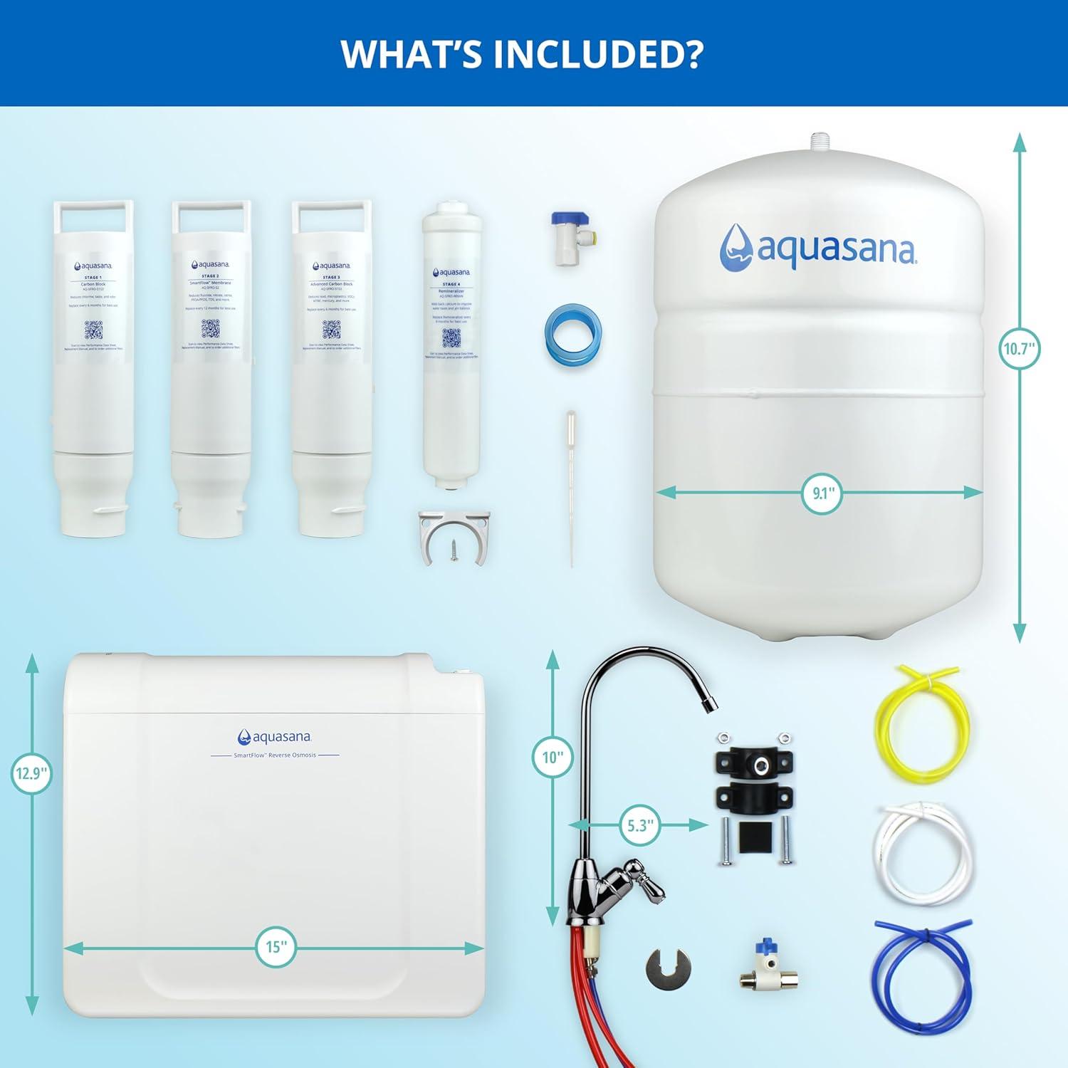 Aquasana SmartFlow™ Reverse Osmosis Water Filter System - Chrome Faucet - AQ-SFRO-CHR