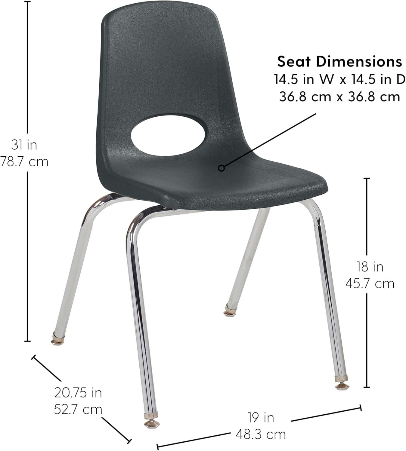 Factory Direct Partners 18" Classroom Stack Chair with Swivel Glide Legs