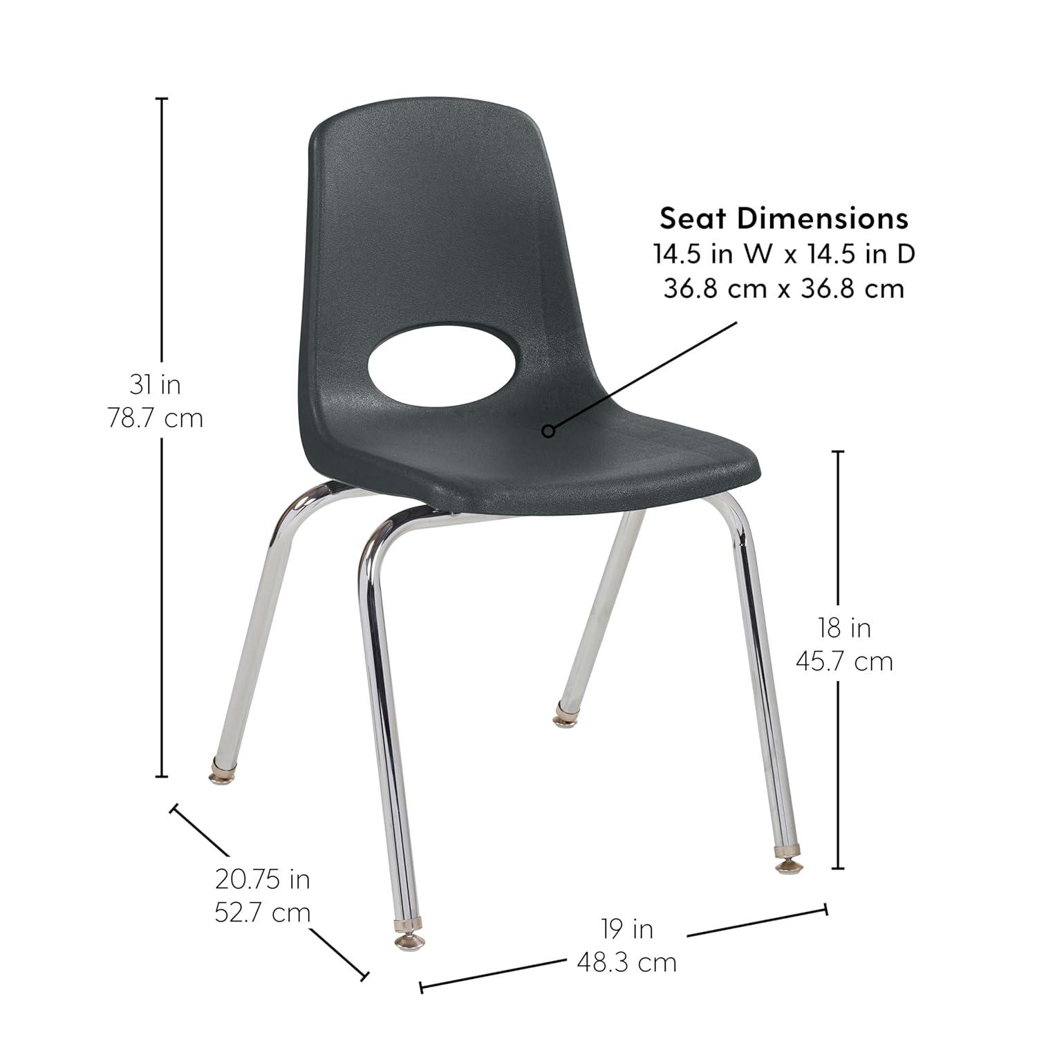 Factory Direct Partners 18" Classroom Stack Chair with Swivel Glide Legs