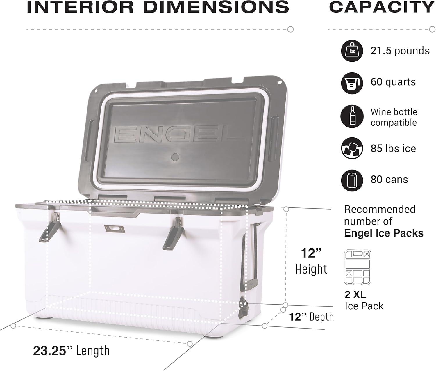 ENGEL 60 Qt UltraLite Cooler With Wire Basket and Divider - Haze Gray