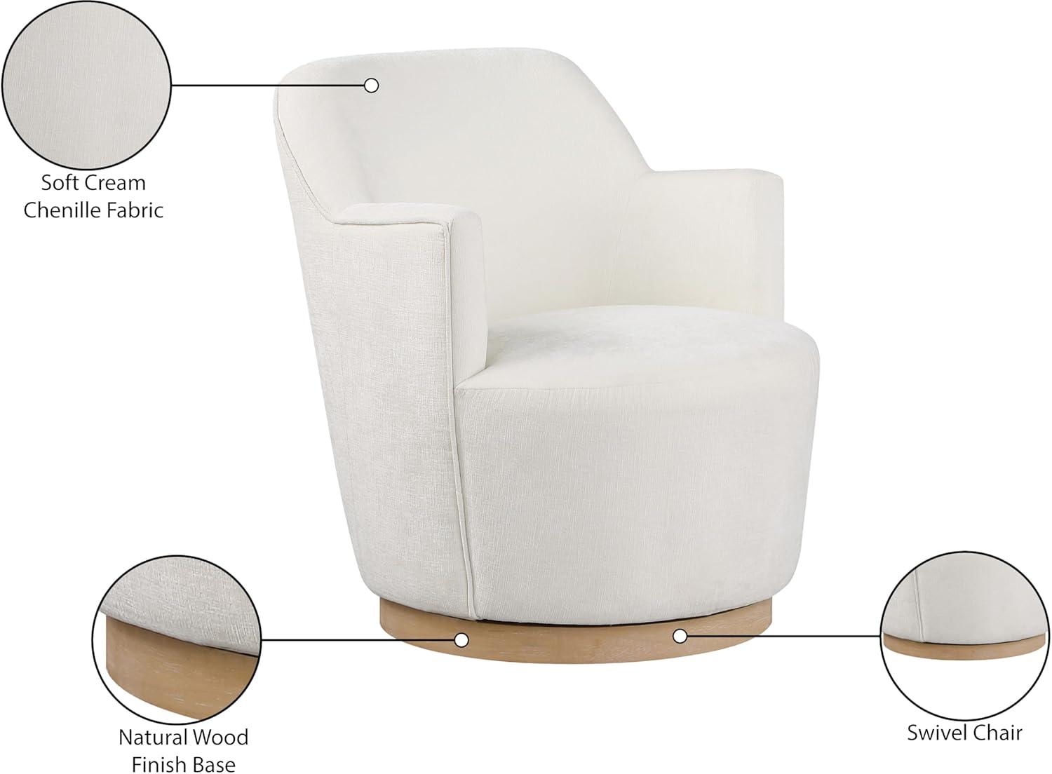 Meridian Furniture Clarita Cream Chenille Fabric Swivel Accent Chair