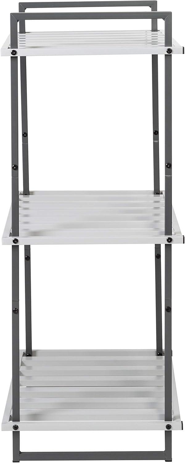 Honey Can Do 3-Tier Tubular Metal Shelf, Gray Tones