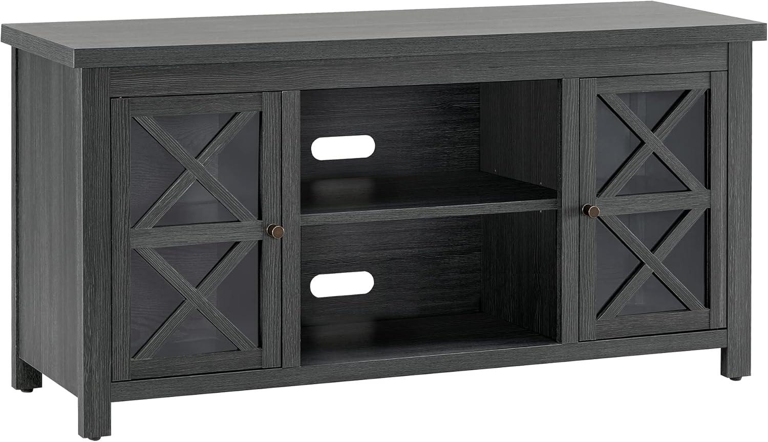 Charcoal Gray Modern Farmhouse TV Stand with Cabinet