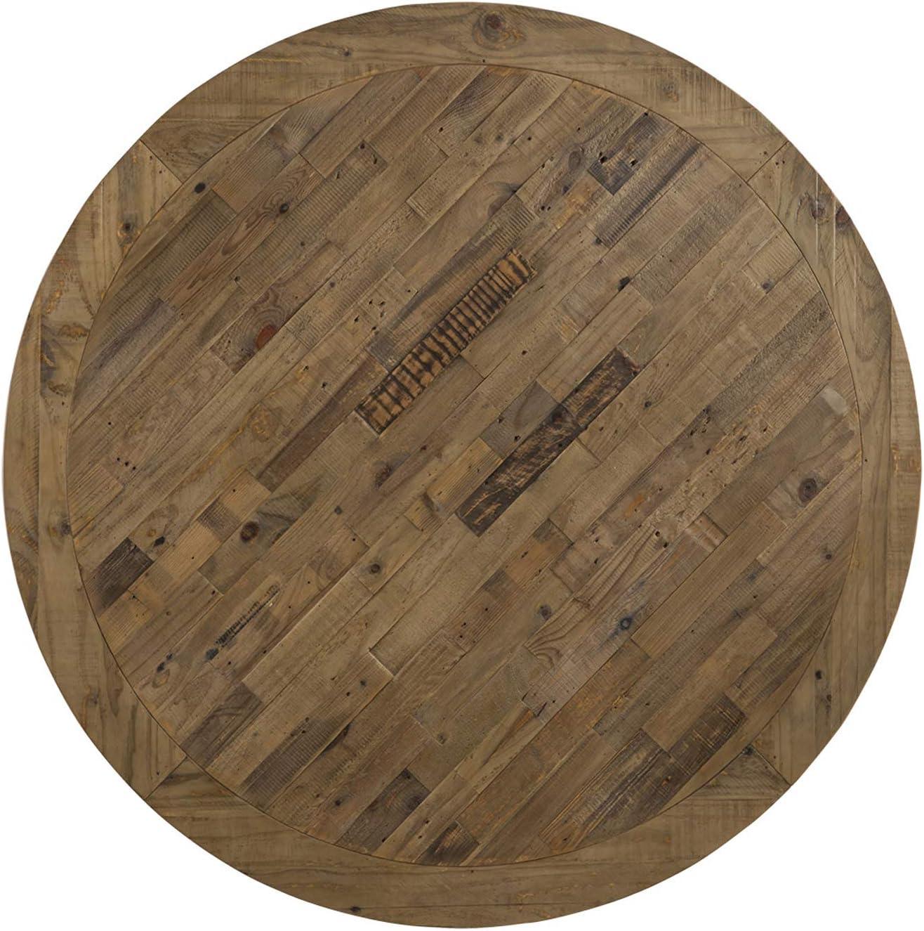 Alpine Furniture Kensington Round Pine Wood Dining Table in Reclaimed Natural