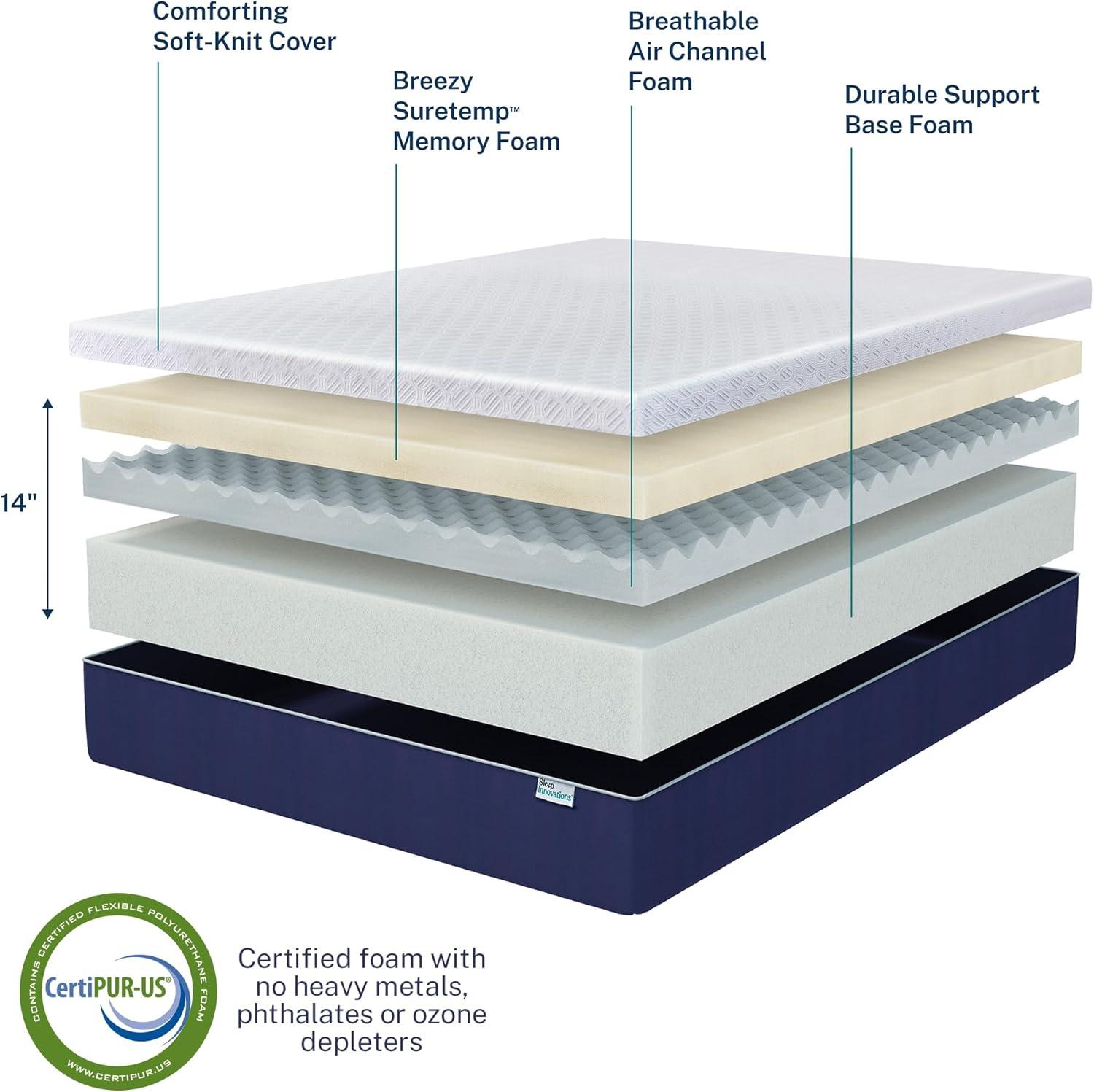 Sleep Innovations Shiloh 14" Medium Memory Foam Mattress