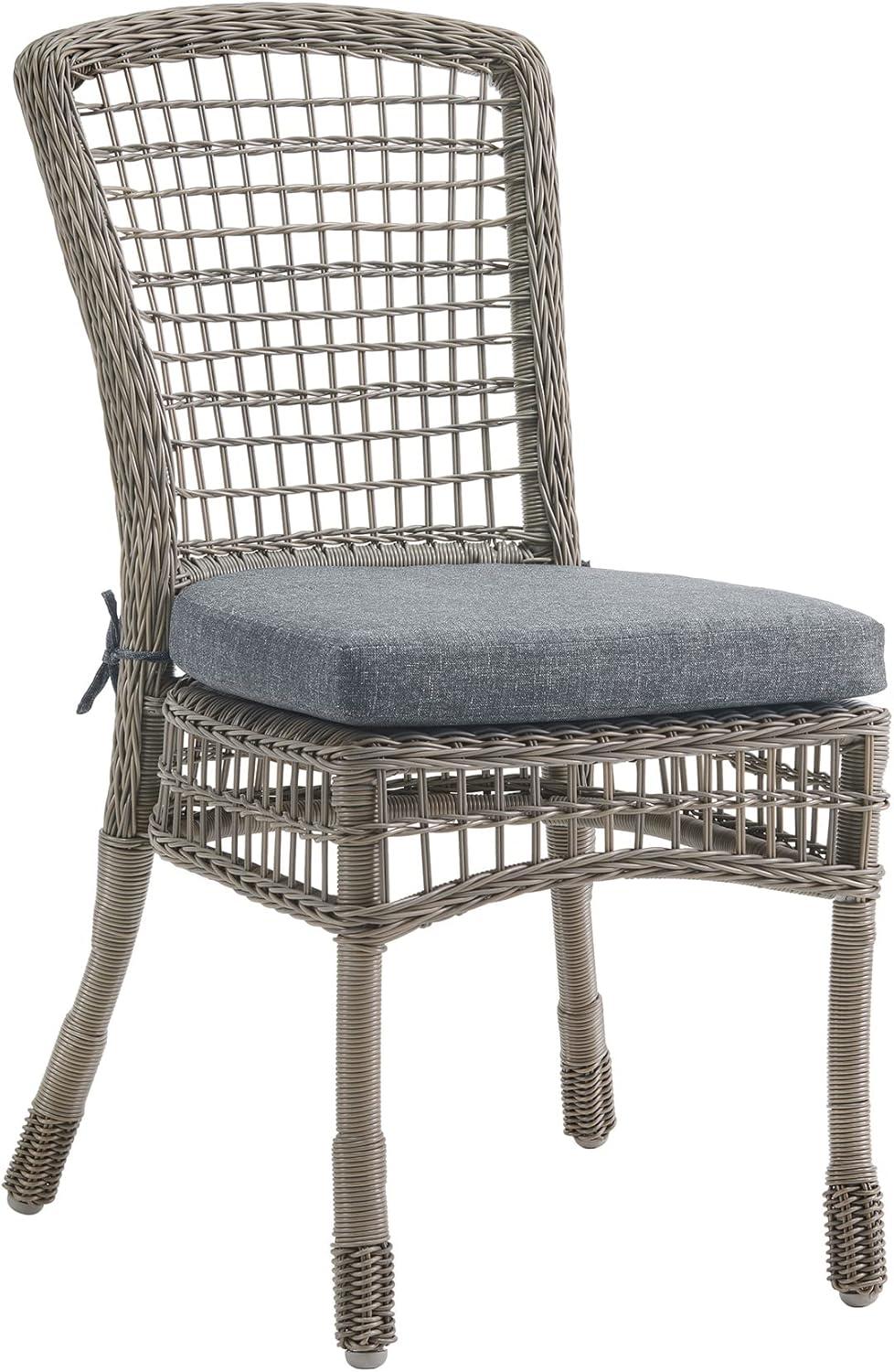 Asti All-Weather Gray Wicker Outdoor Set of Two Dining Chairs with Cushions