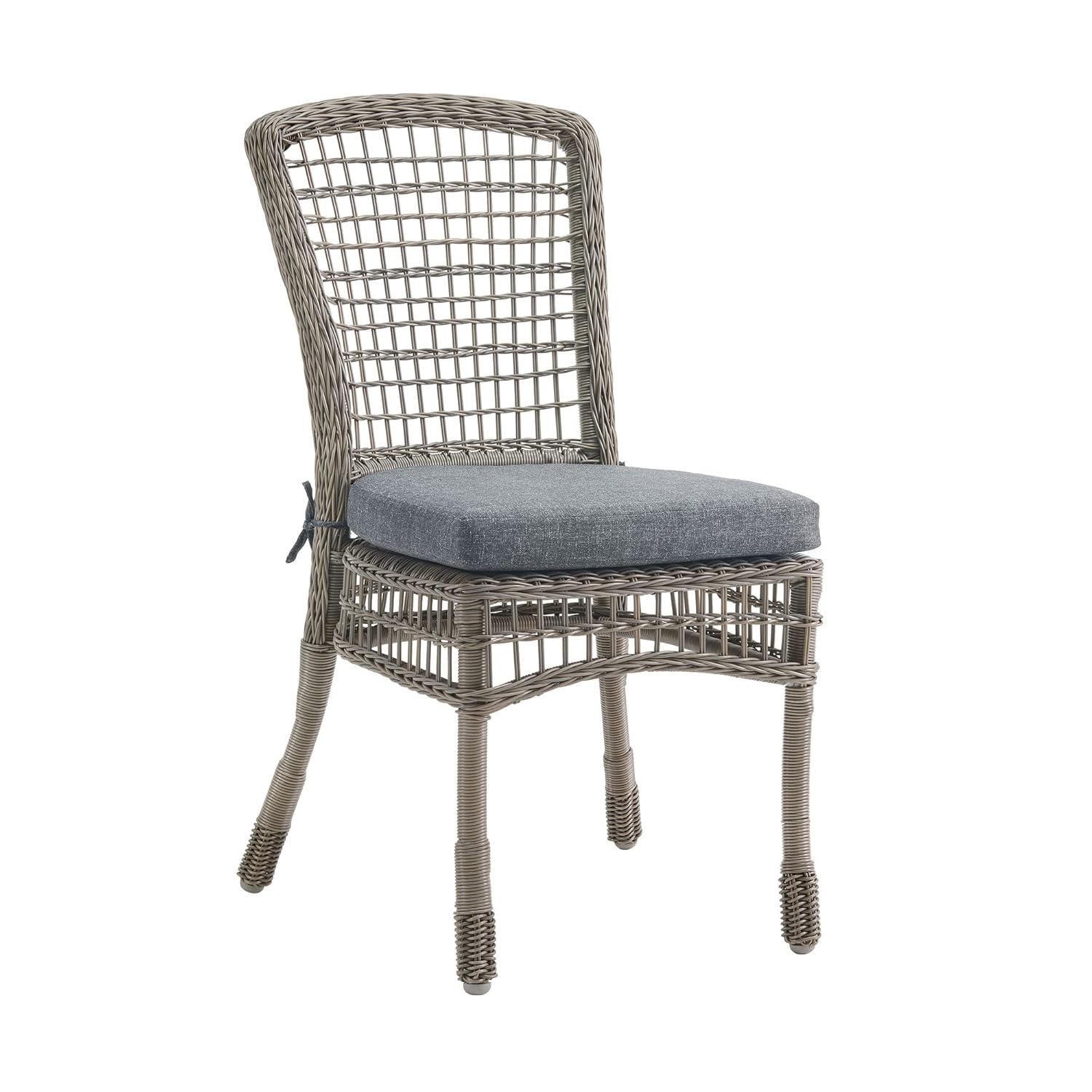 Asti All-Weather Gray Wicker Outdoor Set of Two Dining Chairs with Cushions