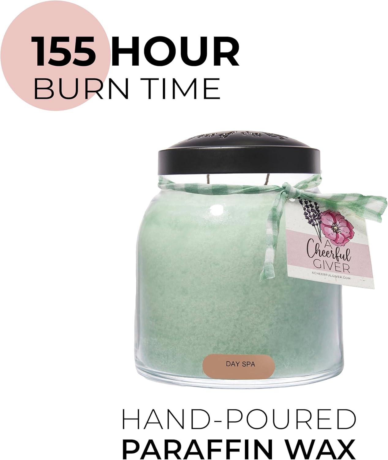 A Cheerful Giver — Day Spa - 34oz Papa Scented Candle Jar with Lid - Keepers of the Light - 155 Hours of Burn Time, Gift Candle, Green