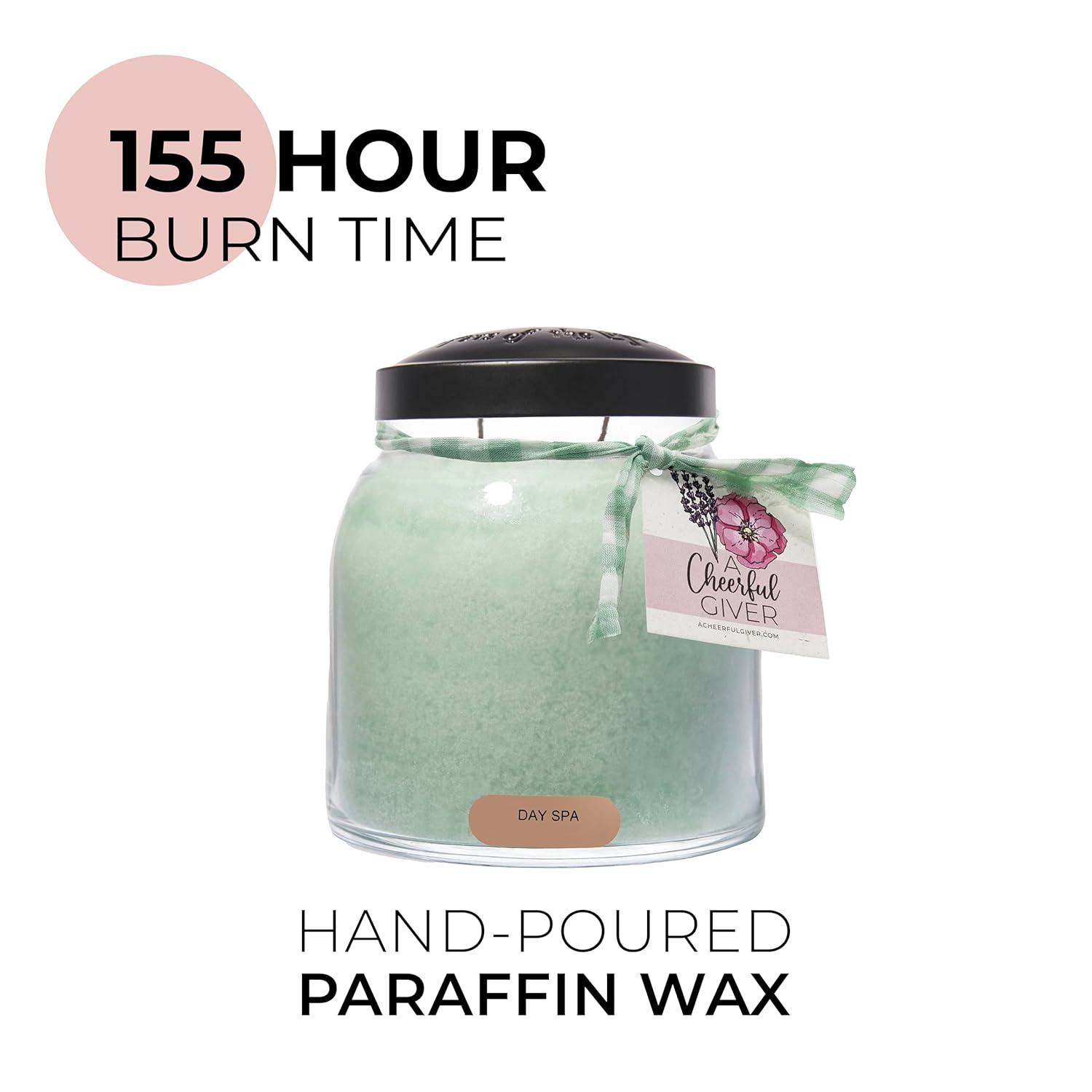 A Cheerful Giver — Day Spa - 34oz Papa Scented Candle Jar with Lid - Keepers of the Light - 155 Hours of Burn Time, Gift Candle, Green