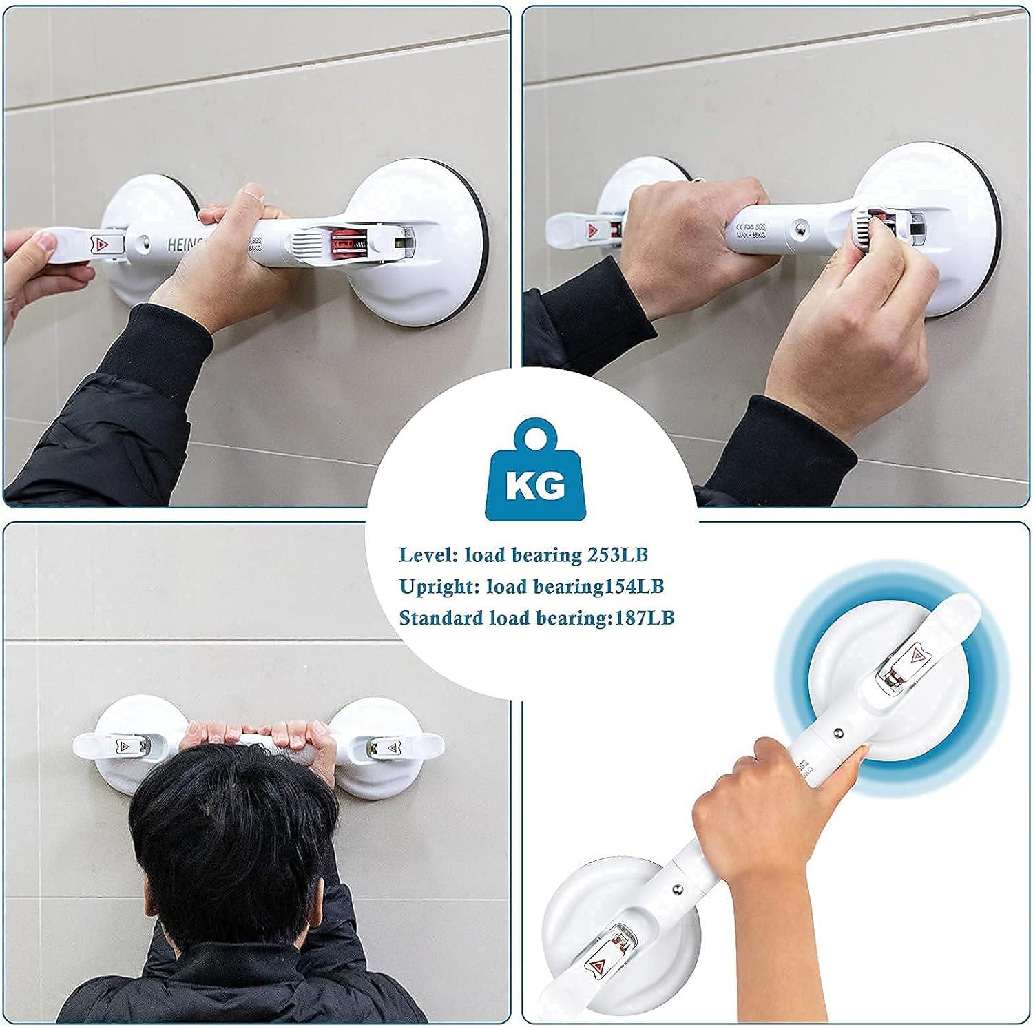 17inch Suction Shower Grab Bar, Portable Shower Handle Bar Suction Grip Bar Bathtub Handle with Strong Hold Suction Cup Fitting and Rapid Release for Bathroom(Max Capacity :253lb）