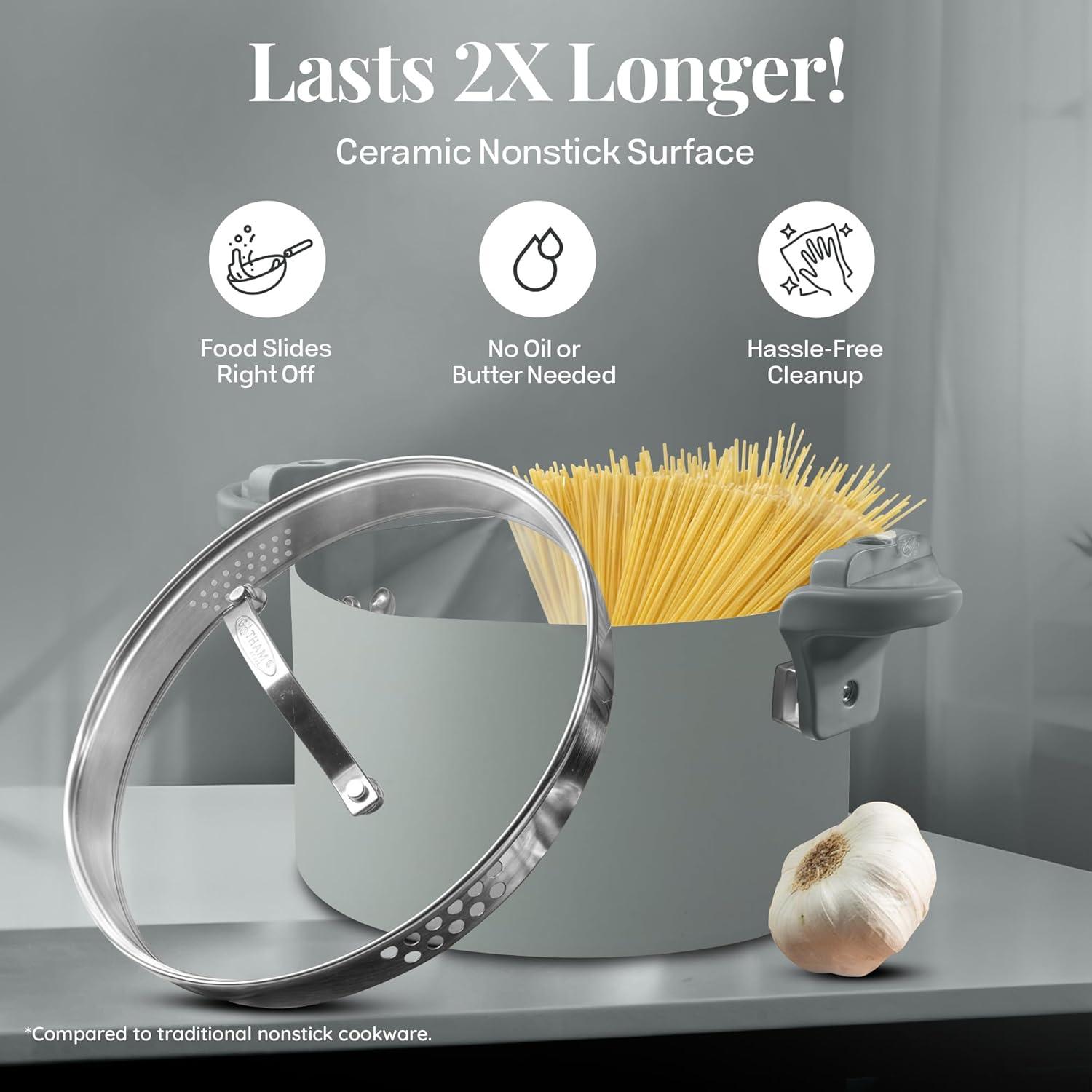 Gotham Steel Gotham Steel Stock Multipurpose Pasta Pot with Strainer Lid & Twist and Lock Handles