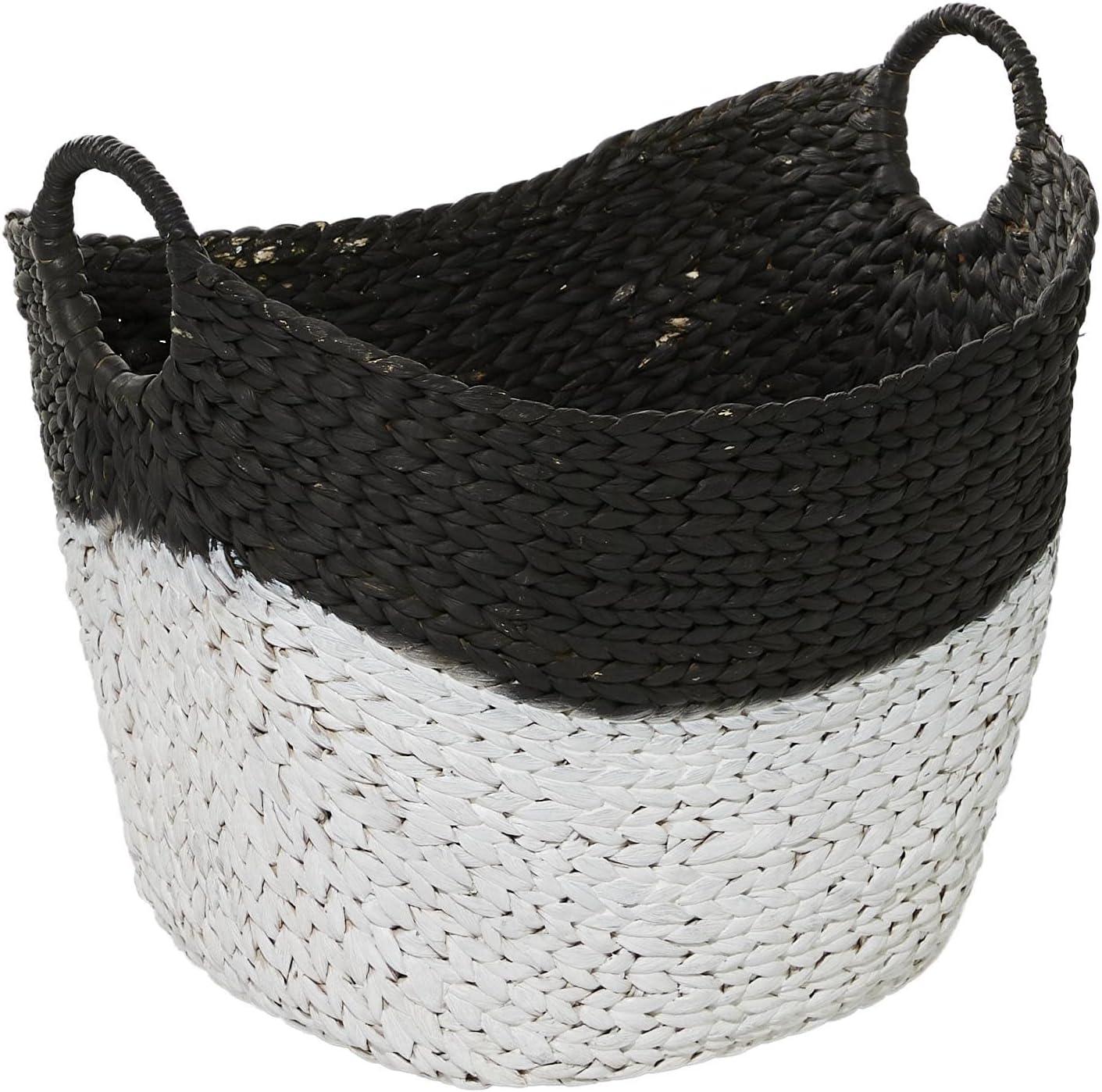 CosmoLiving by Cosmopolitan 22" x 19" Black Seagrass Handmade Large Woven Storage Basket with Handles, 1-Piece