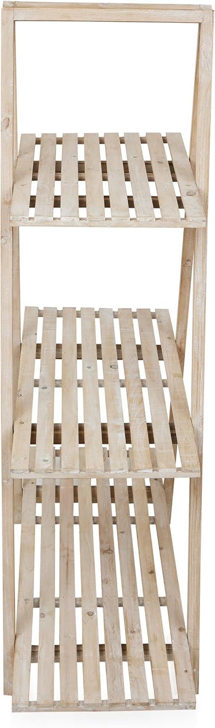 Natural Fir Wood 3-Tier Triangular Storage Rack