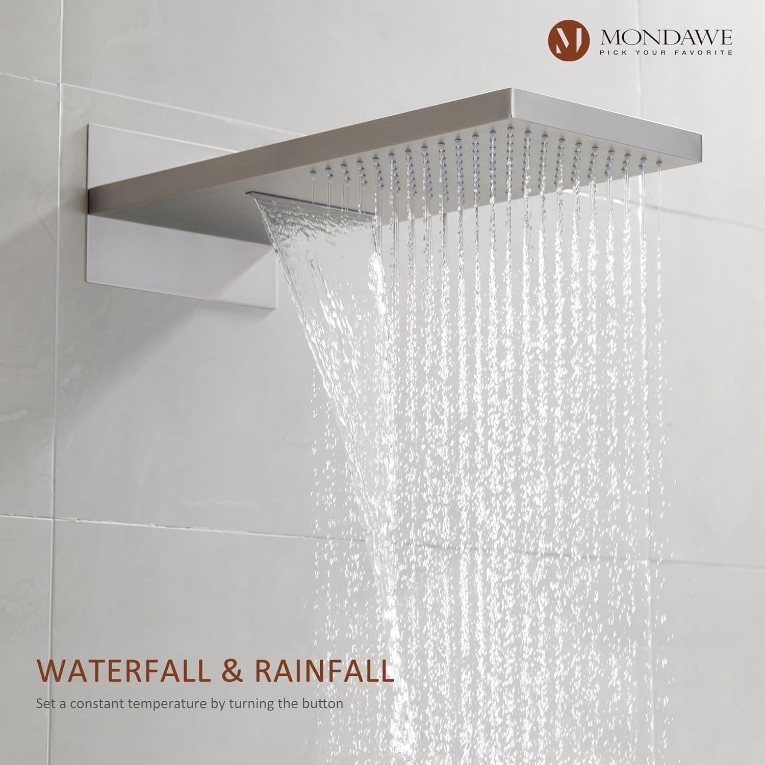 3-Function Rainfall Thermostatic Complete Shower System with Rough-in Valve