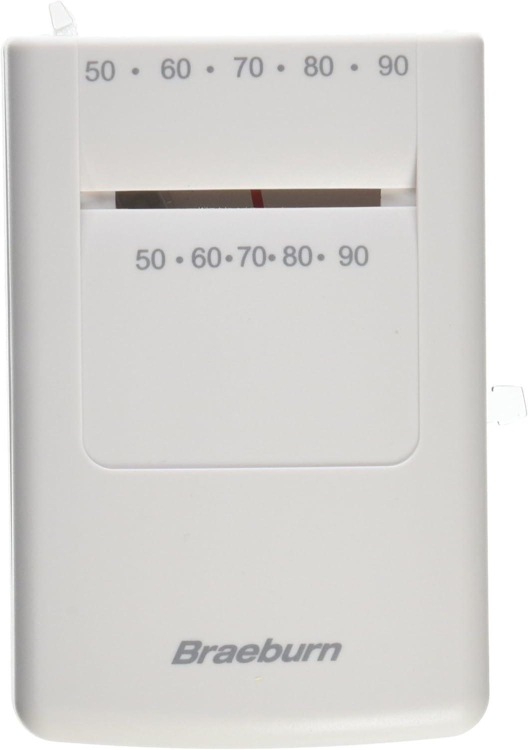 Braeburn White Mechanical Heat Only Thermostat with Trim Plate