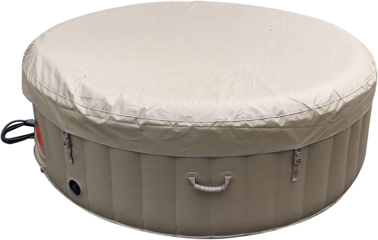 Brown Round Inflatable 6-Person Hot Tub Spa with Cover