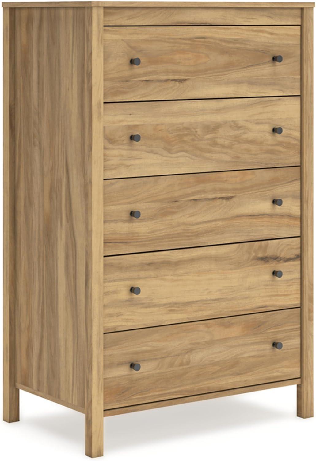 Signature Design by Ashley Bermacy 5 Drawer Tall Dresser, Light Brown